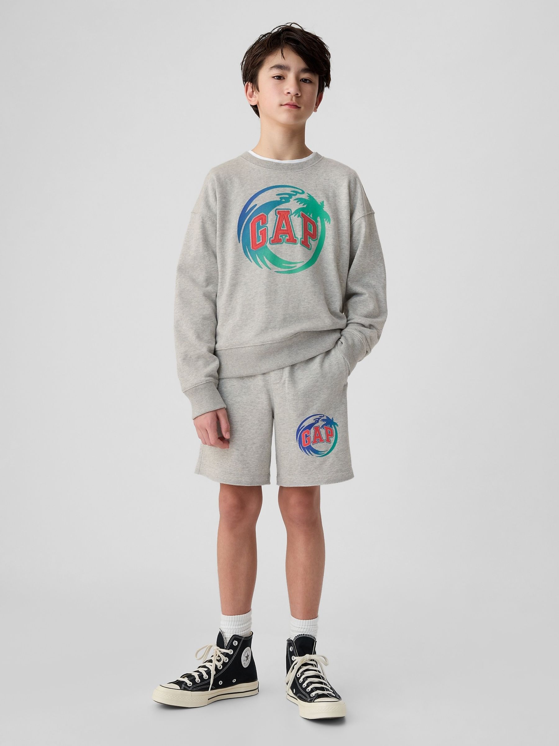 Grey Logo Graphic Pull On Shorts (4-13yrs) - Image 4 of 5