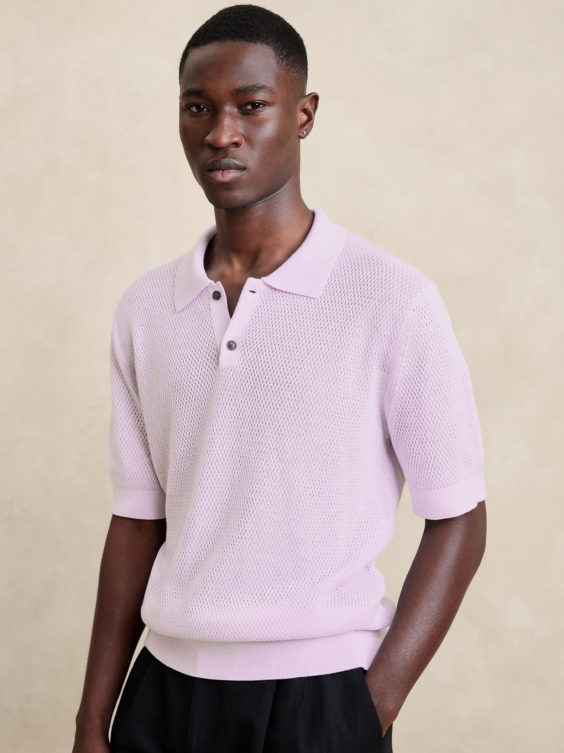 Banana Republic Purple Point Sur Cotton Short Sleeve Polo Shirt - Image 1 of 1