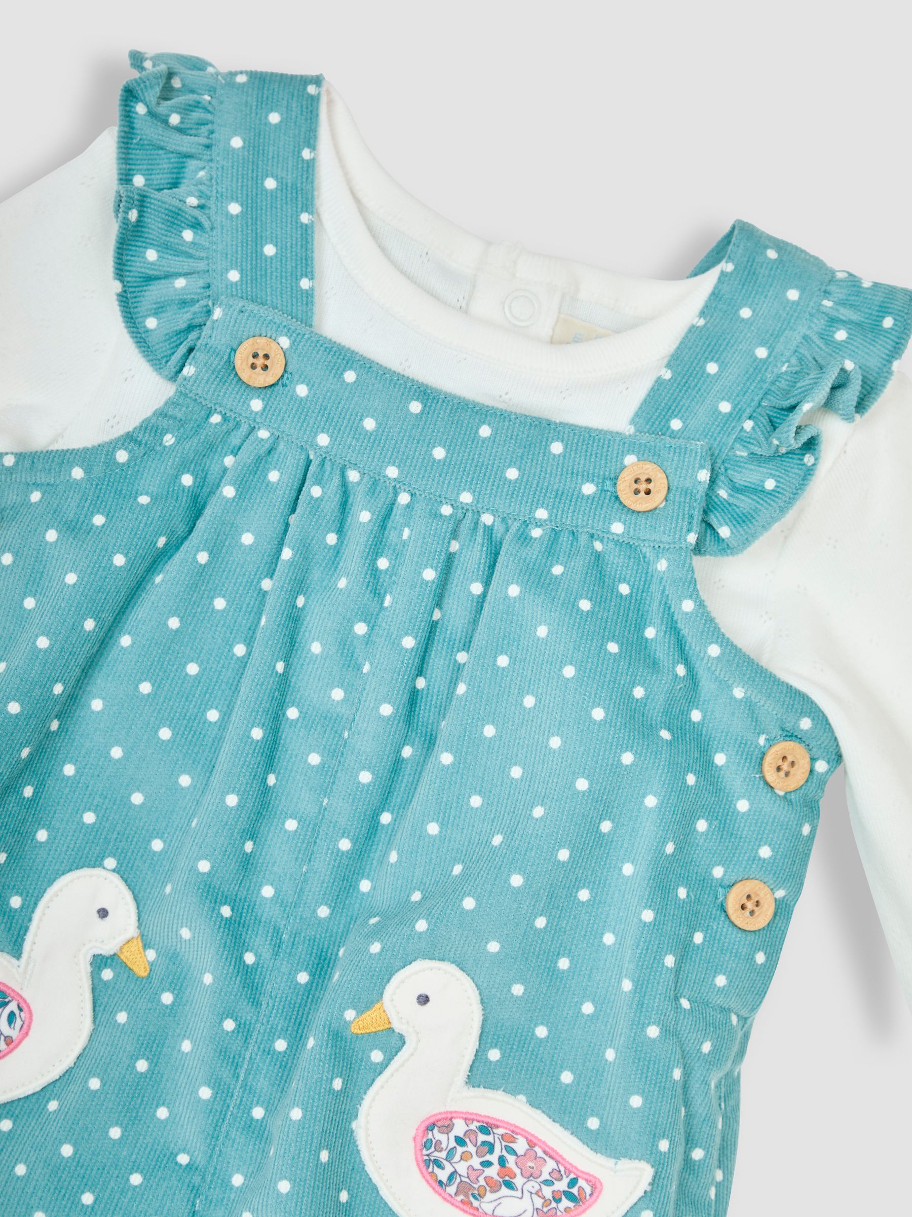 Duck Egg Blue Duck Appliqué Cord Dungarees & Top Set - Image 6 of 6