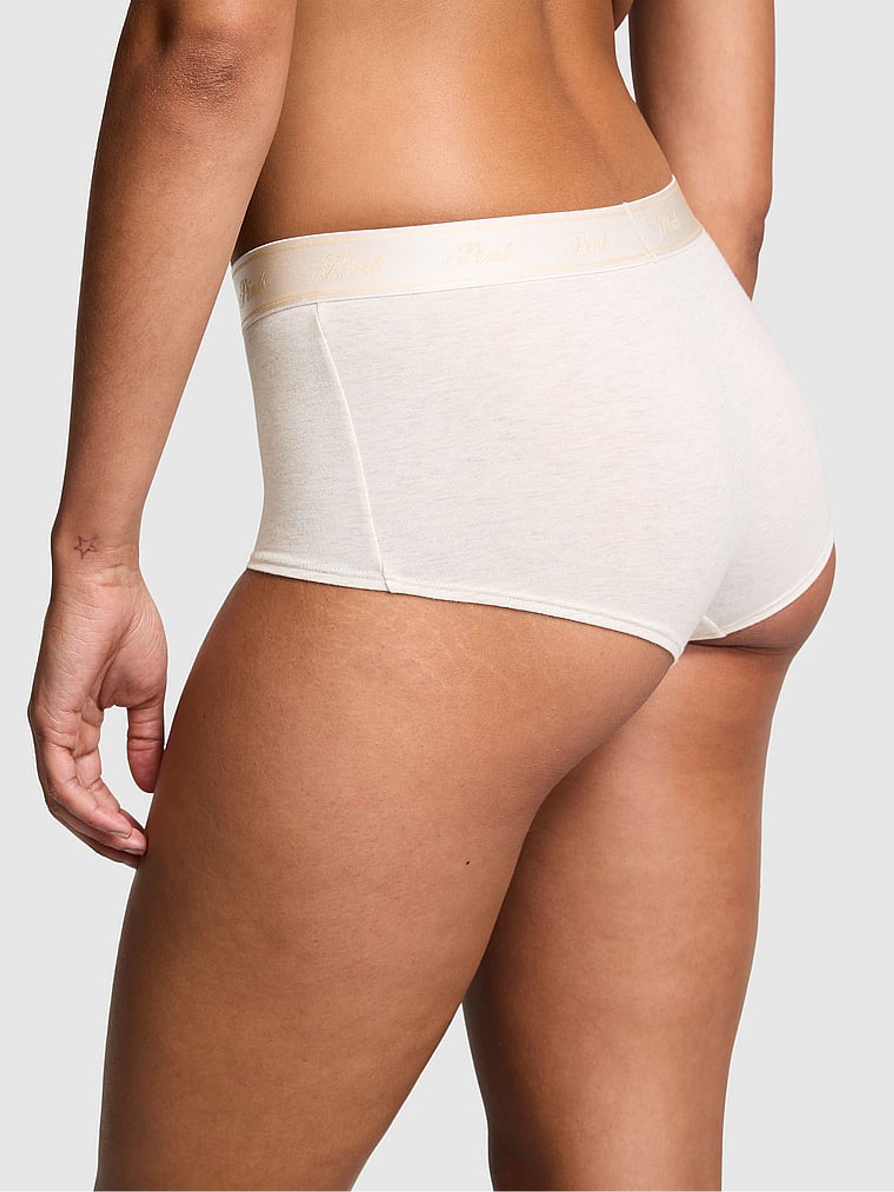Heather Oatmeal Beige Short Cotton Logo Knickers - Image 2 of 3