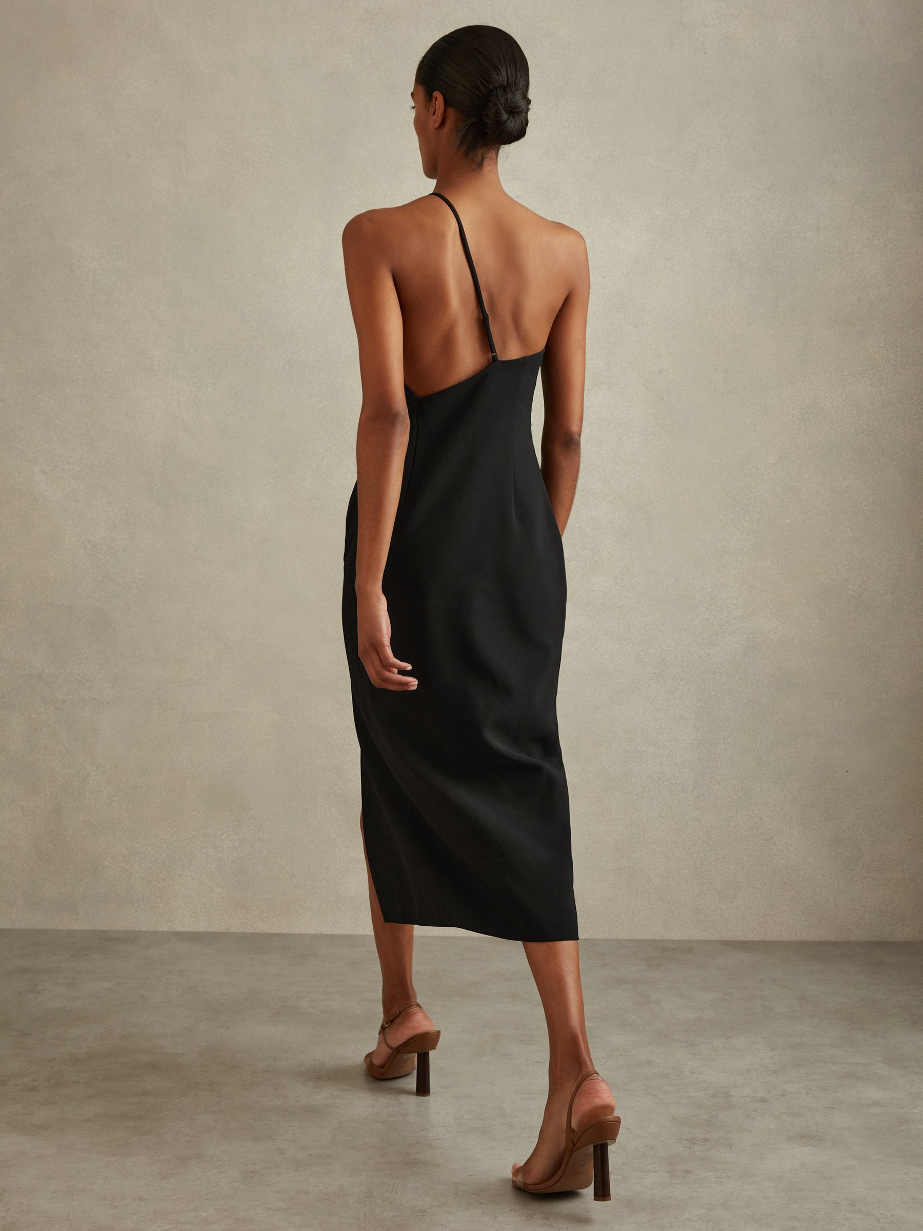 One-Shoulder Bodycon Dress in Black - Image 4 of 5