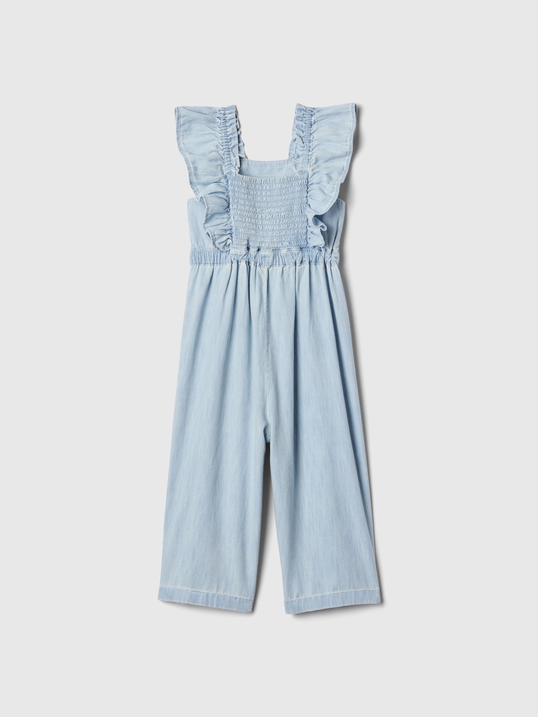 Blue Flutter Sleeve Denim Jumpsuit (12mths-5yrs) - Image 1 of 2