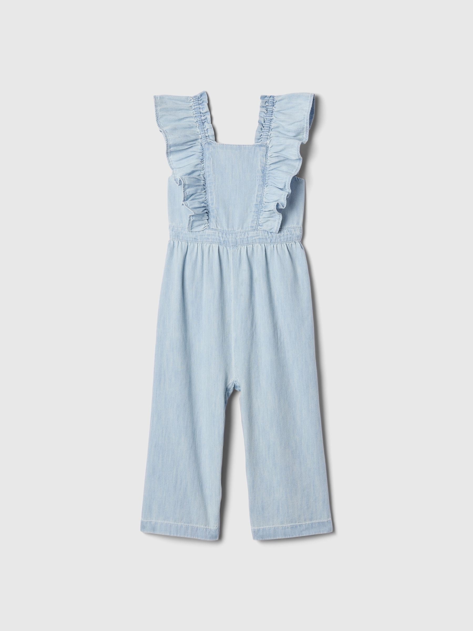 Blue Flutter Sleeve Denim Jumpsuit (12mths-5yrs) - Image 2 of 2