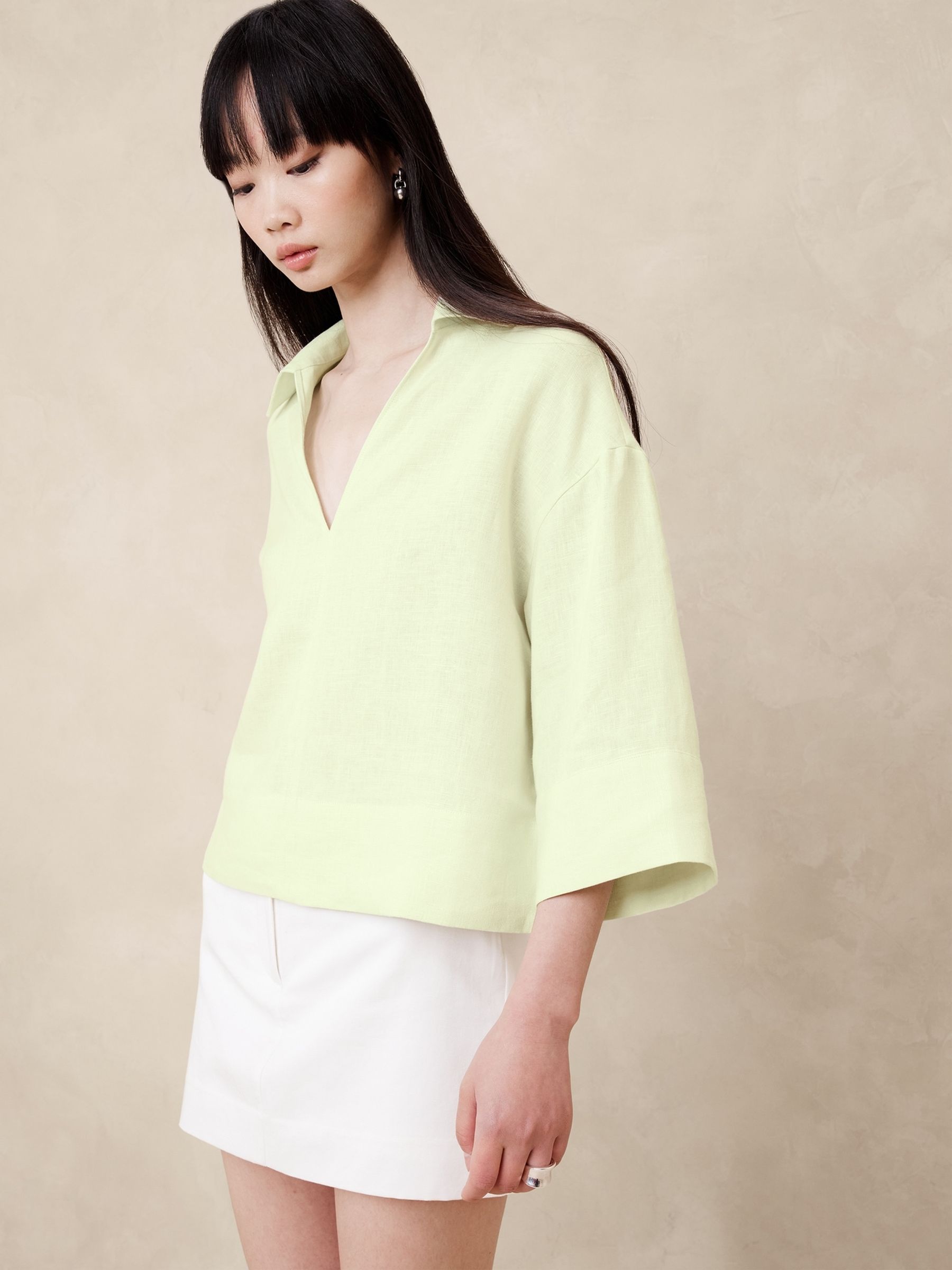 Banana Republic Green European Linen Shirt - Image 1 of 1