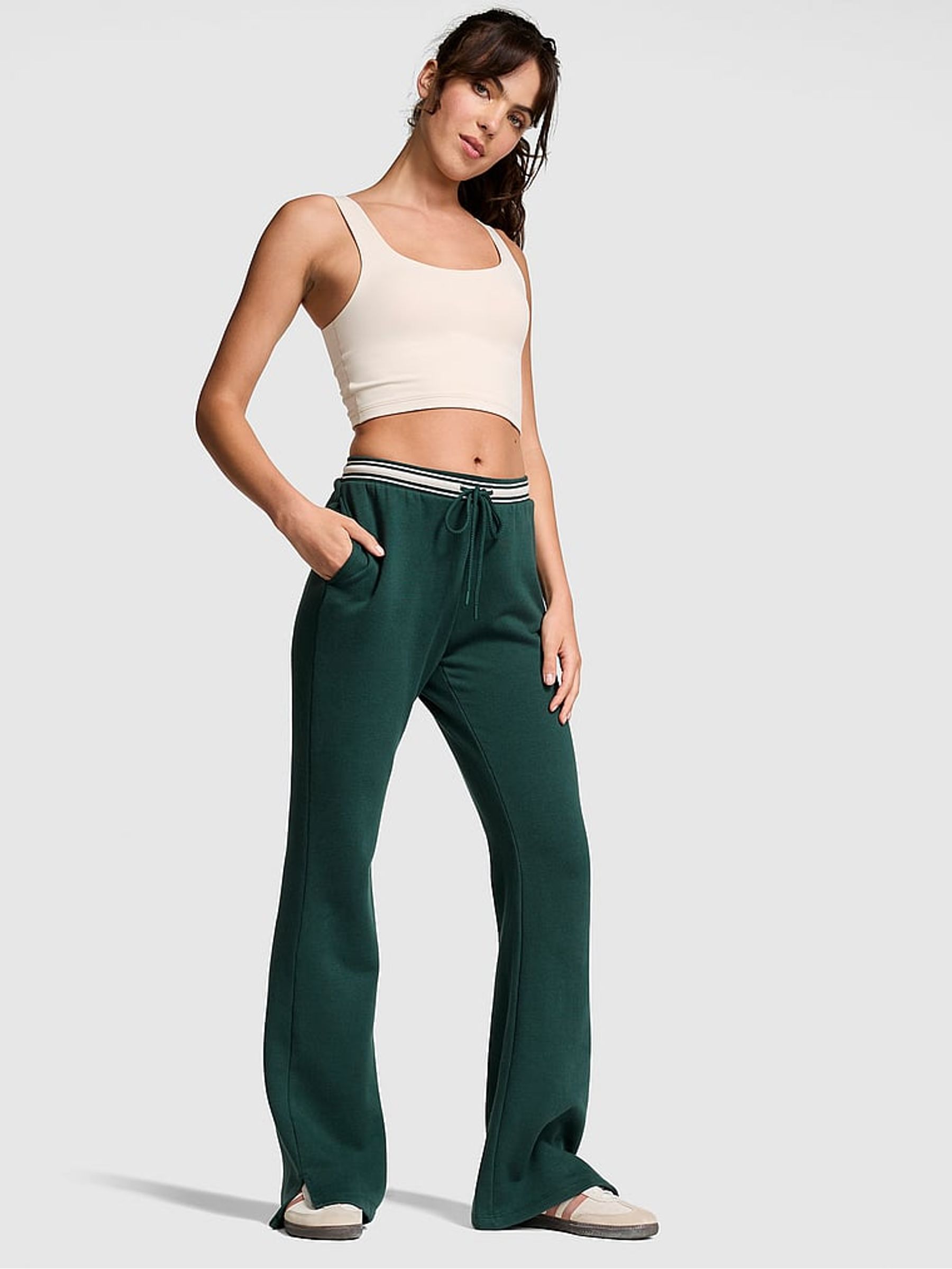 Deep Forest Green Knitted Flare Fleece Joggers Victoria's Secret