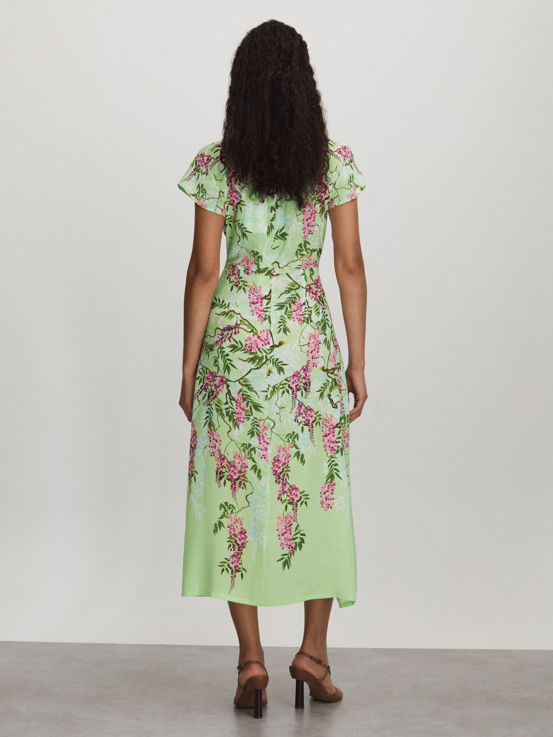 Raishma Silk Printed Midi Dress in Pale Green - Image 5 of 6