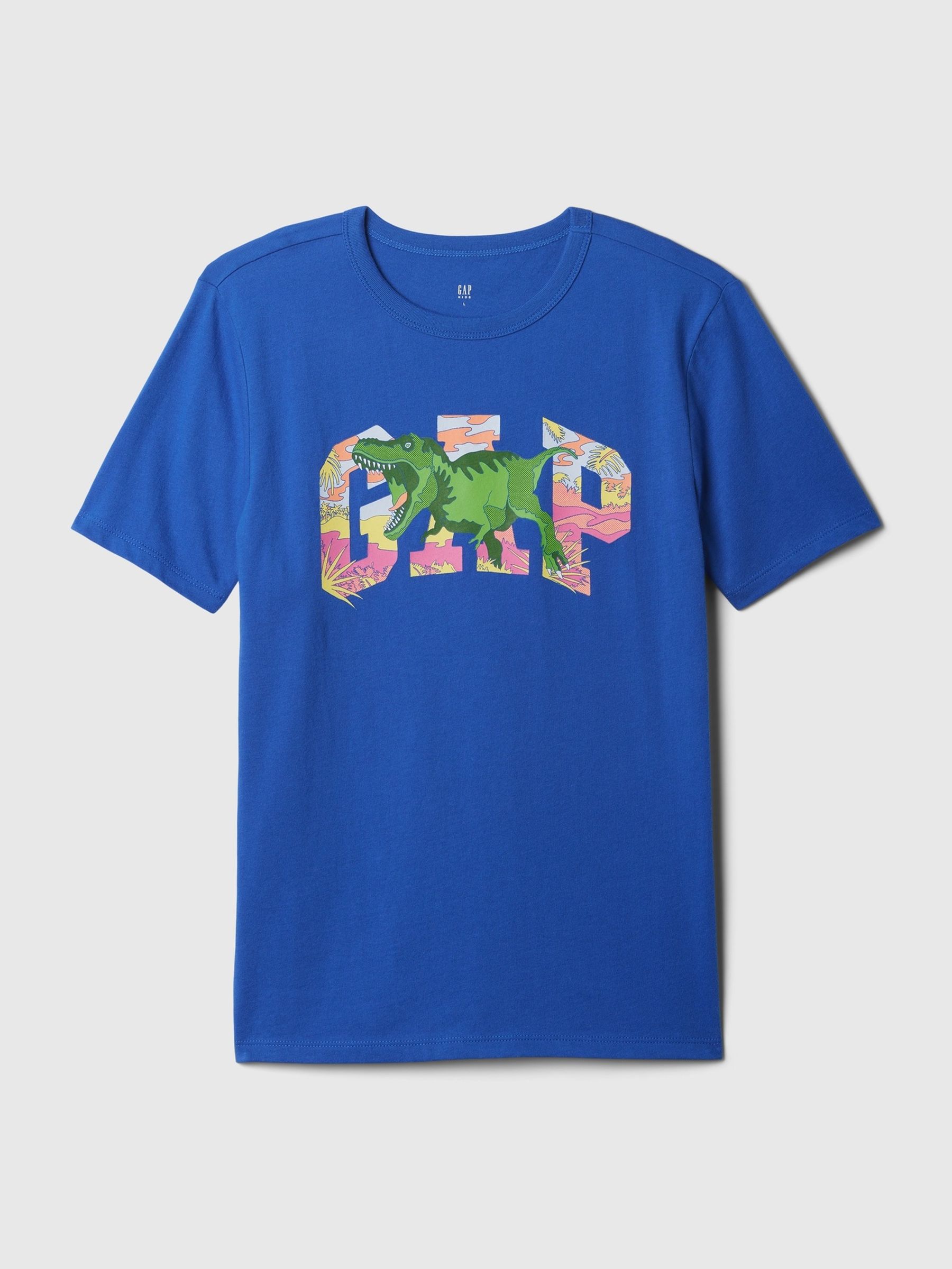 Blue Dino Logo Graphic Short Sleeve Crew Neck T-Shirt (4-13yrs) - Image 1 of 1