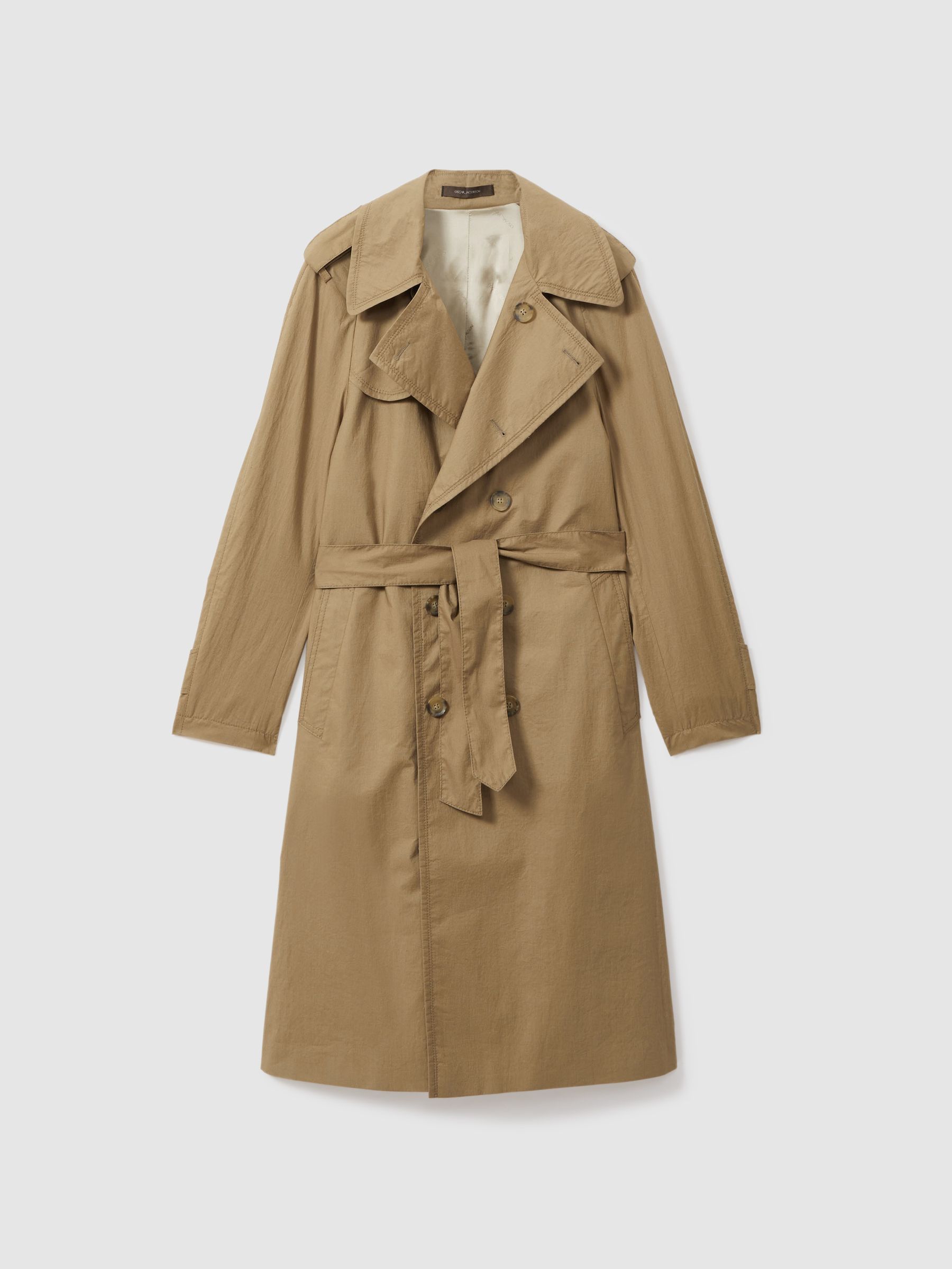 Oscar Jacobson Cotton Trench Coat in Beige - Image 2 of 6