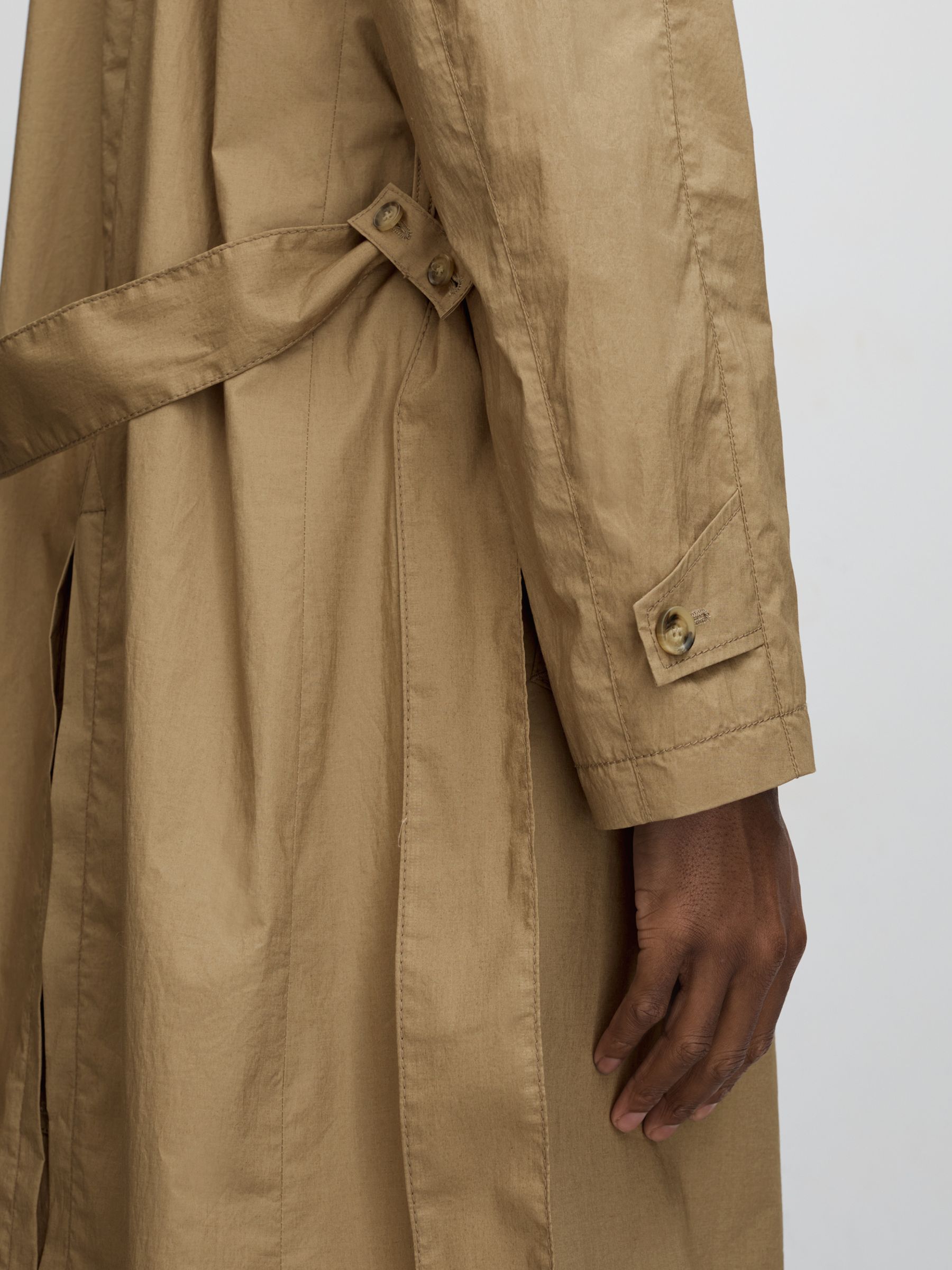Oscar Jacobson Cotton Trench Coat in Beige - Image 3 of 6
