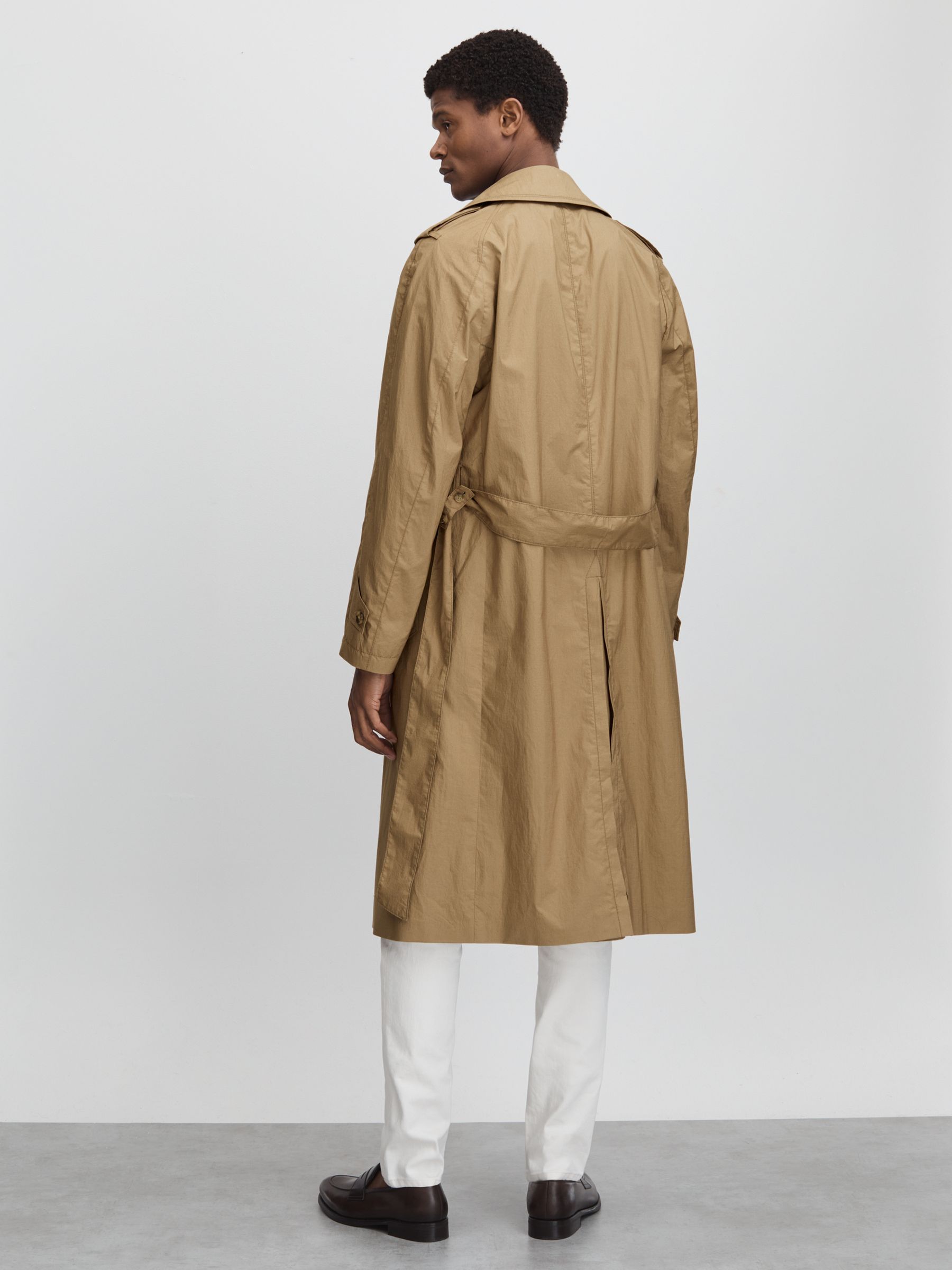 Oscar Jacobson Cotton Trench Coat in Beige - Image 4 of 6