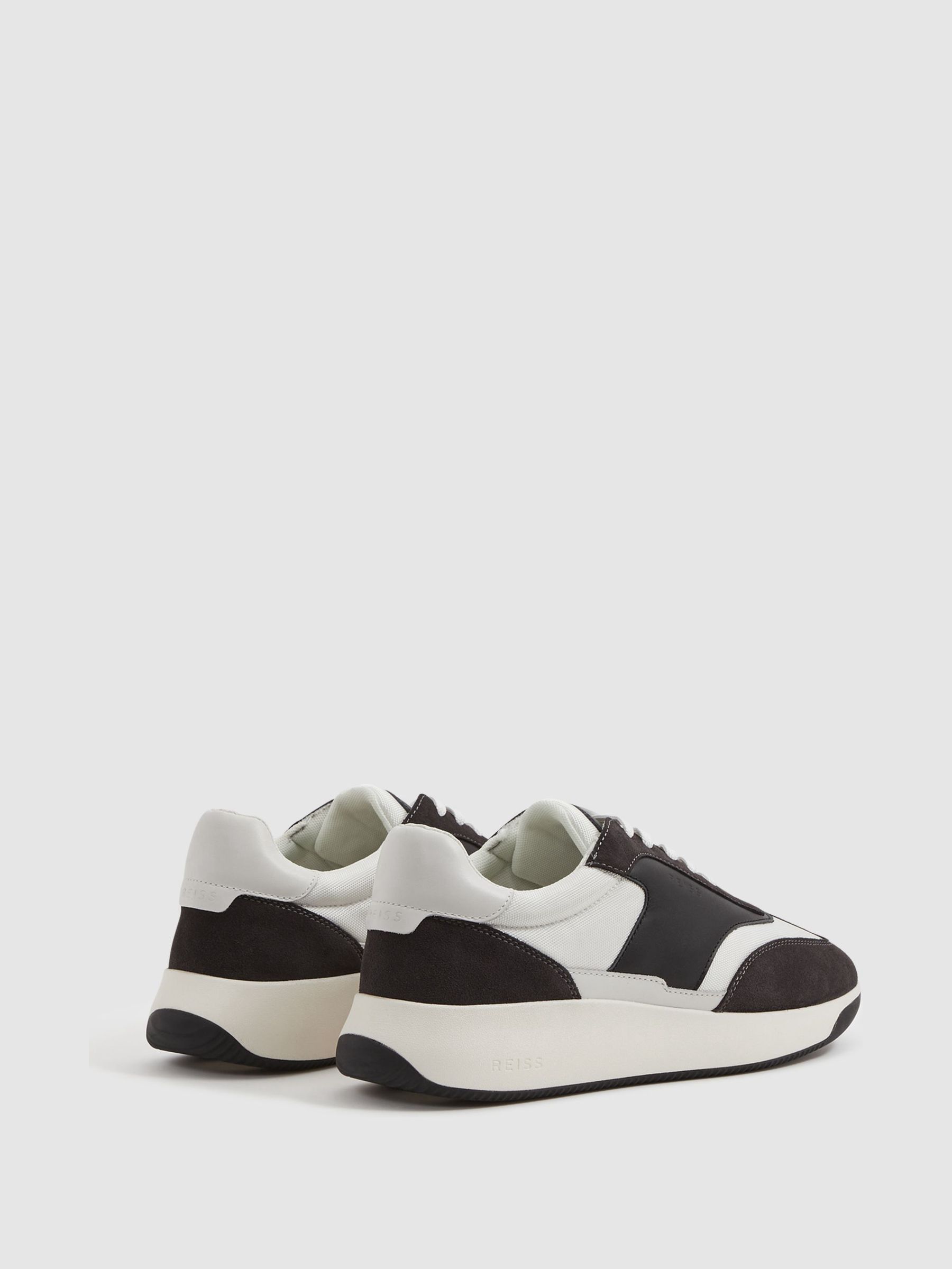 Leather Suede Running Trainers in Charcoal - Image 2 of 4