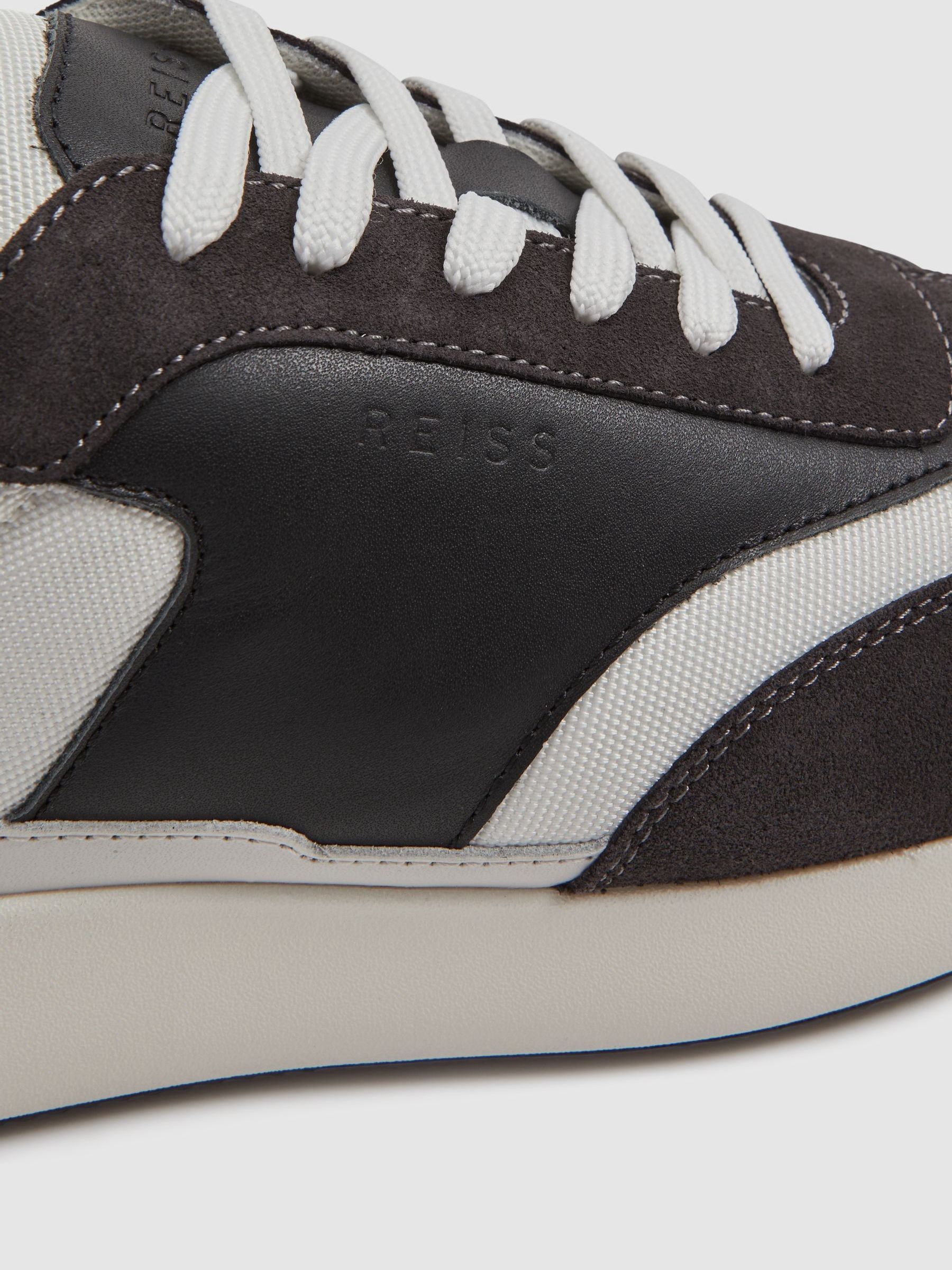 Leather Suede Running Trainers in Charcoal - Image 4 of 5