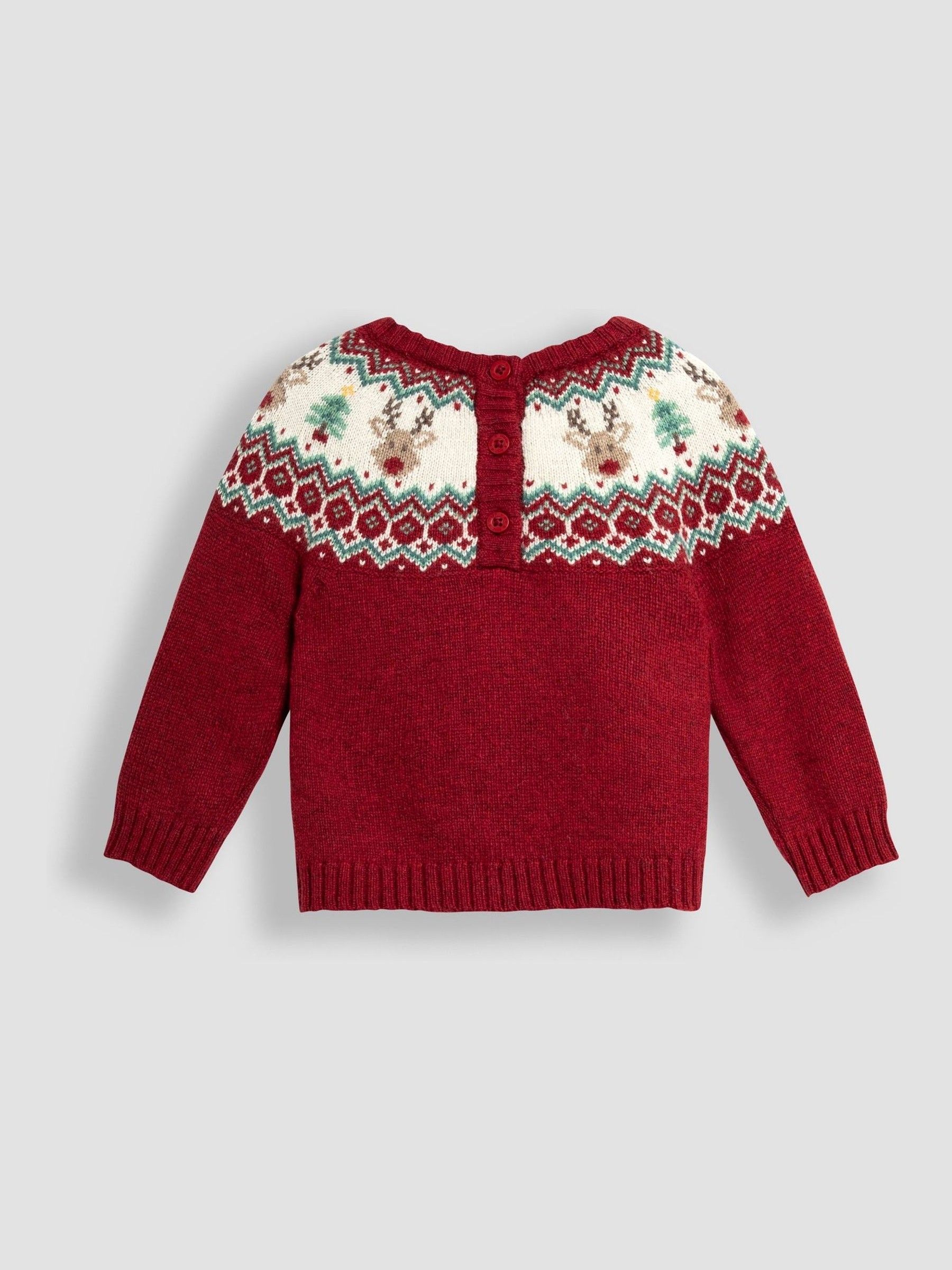 Red Christmas Fair Isle Pattern Knitted Jumper & Leggings Set - Image 3 of 5