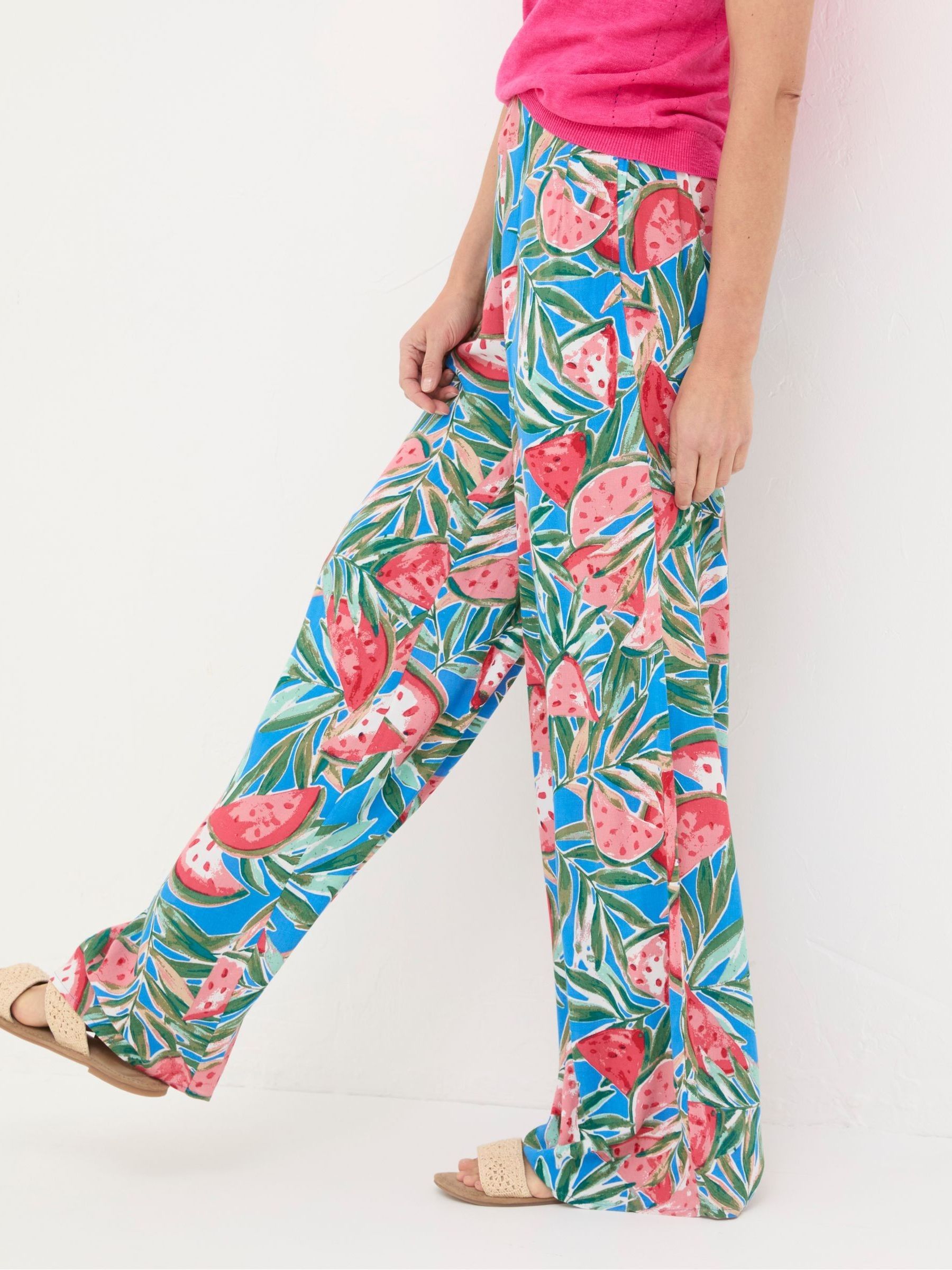 Ines Blue Watermelons Wide Leg Trousers - Image 3 of 6