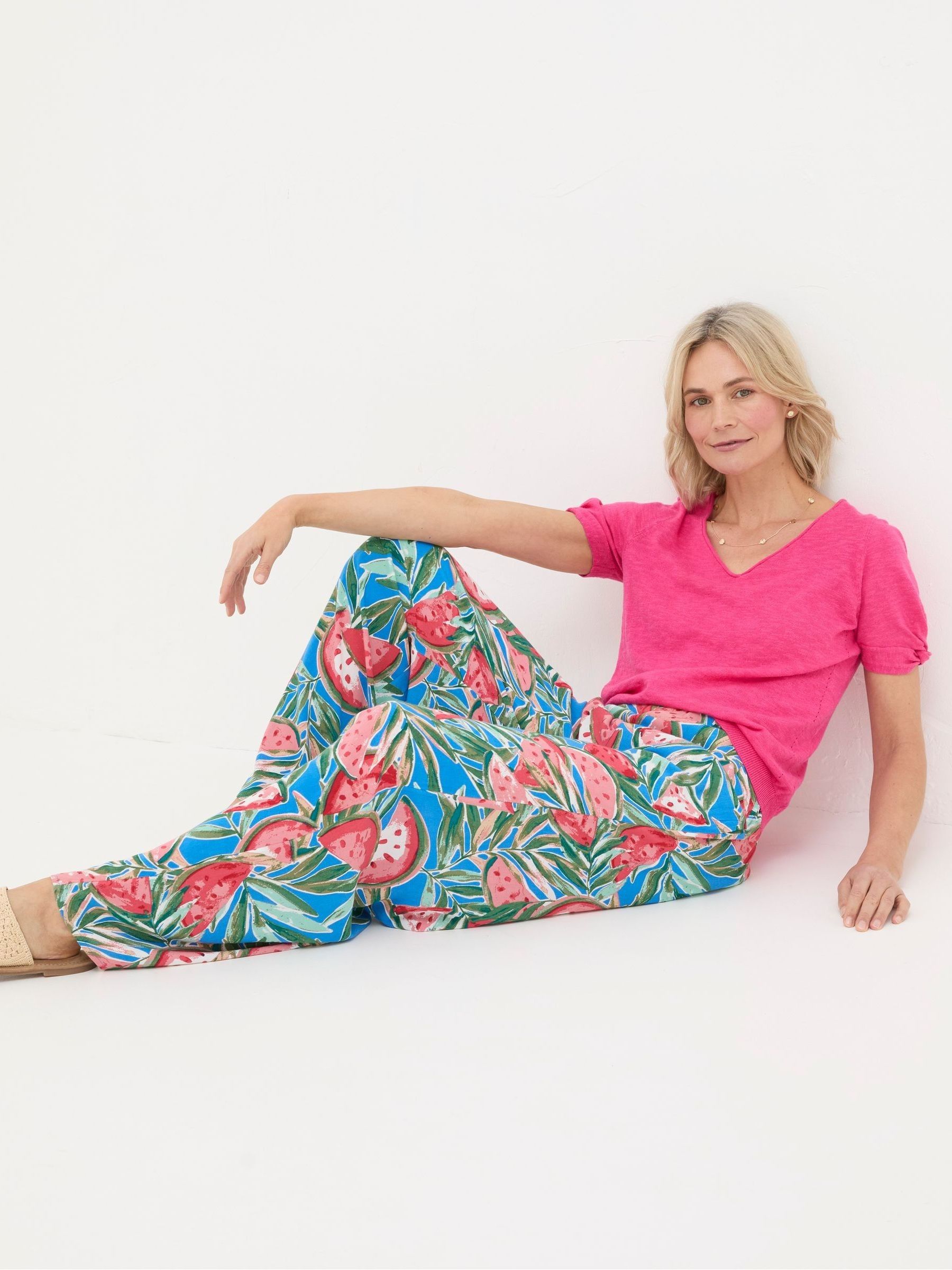 Ines Blue Watermelons Wide Leg Trousers - Image 5 of 6