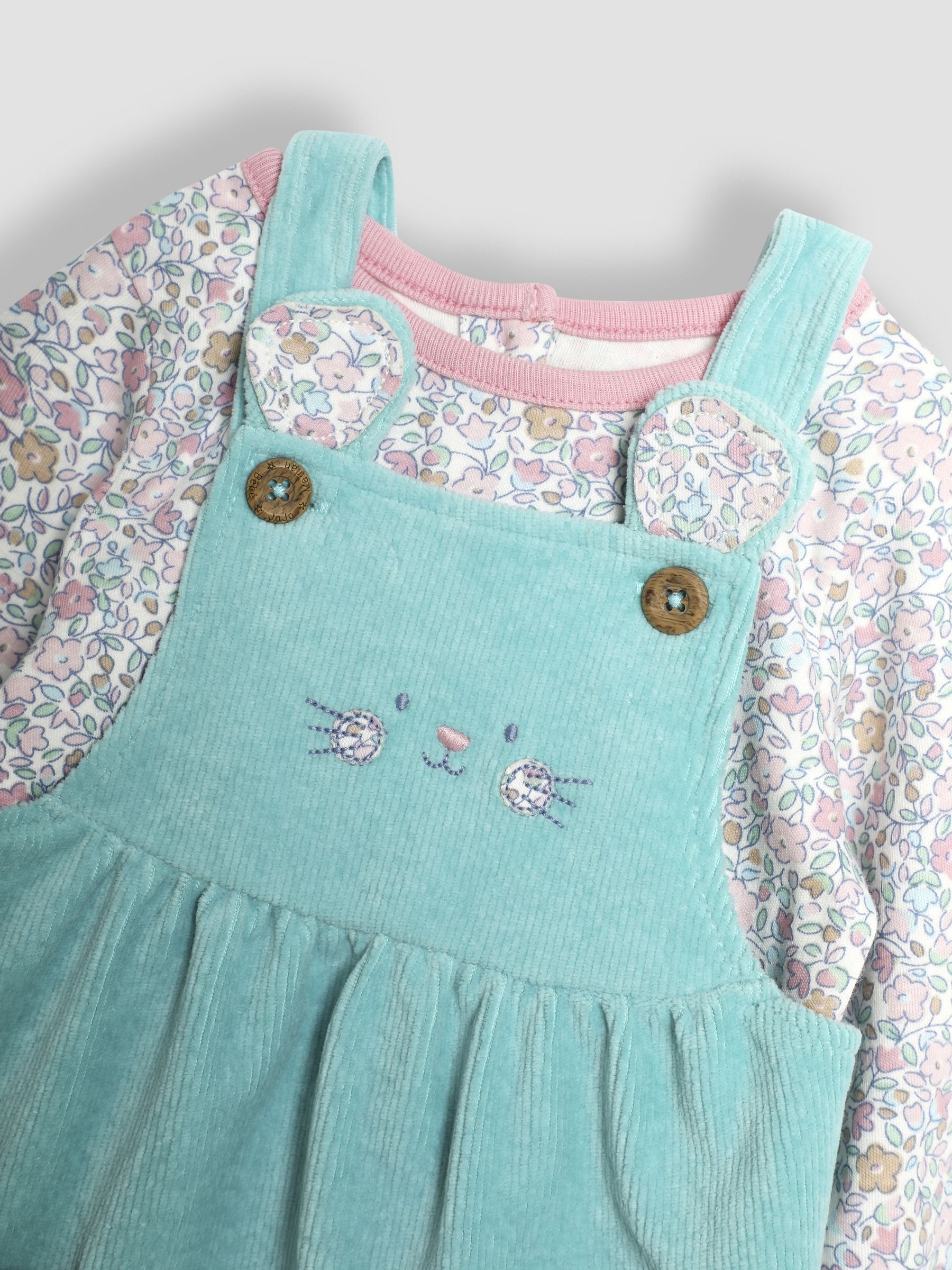 Duck Egg Mouse Velour Pinafore Dress And Top Set 2 Pack - Image 6 of 6