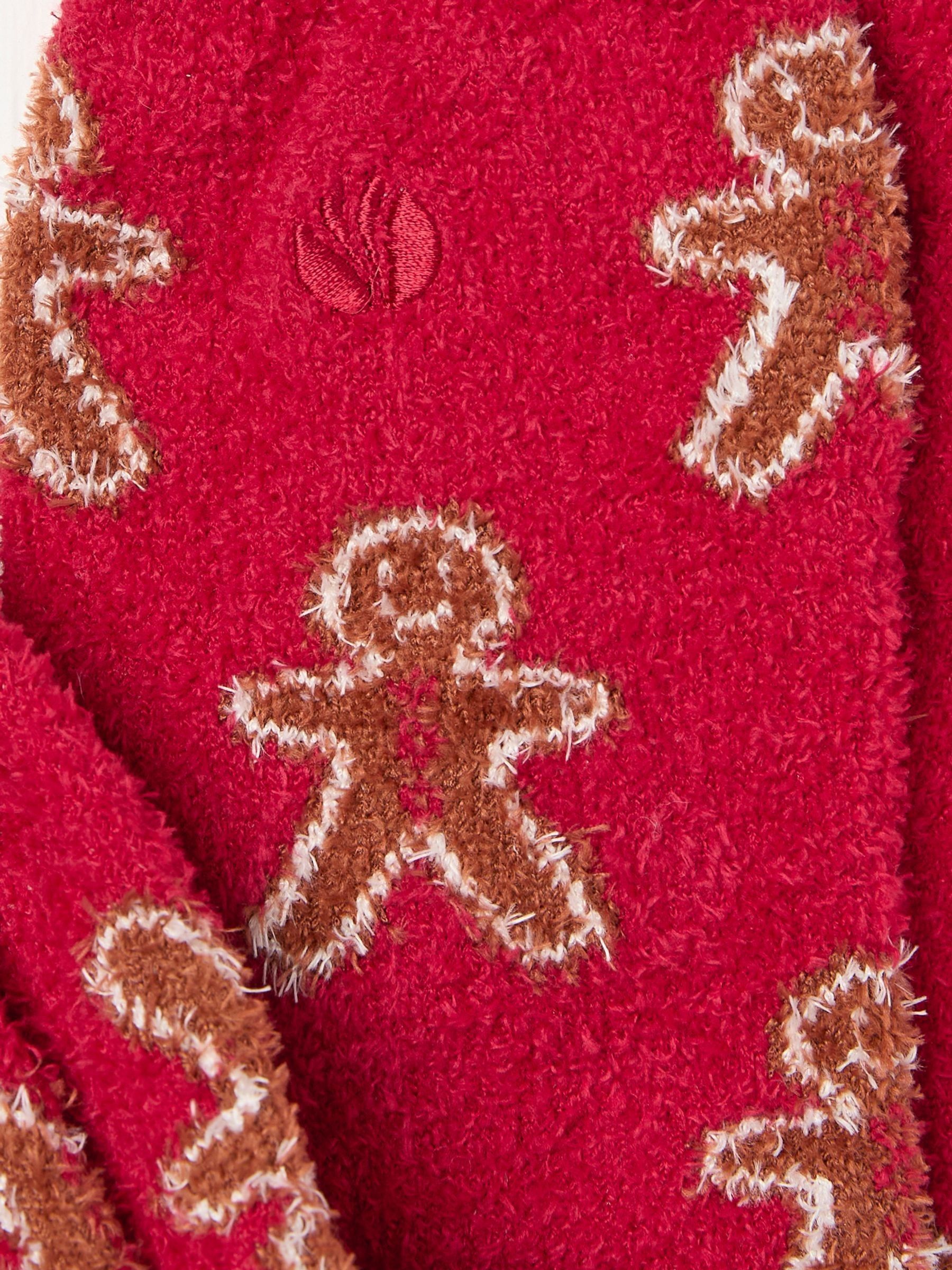 Red Gingerbread Cosy Socks - Image 2 of 2 Red Gingerbread Cosy Socks - Image 2 of 2