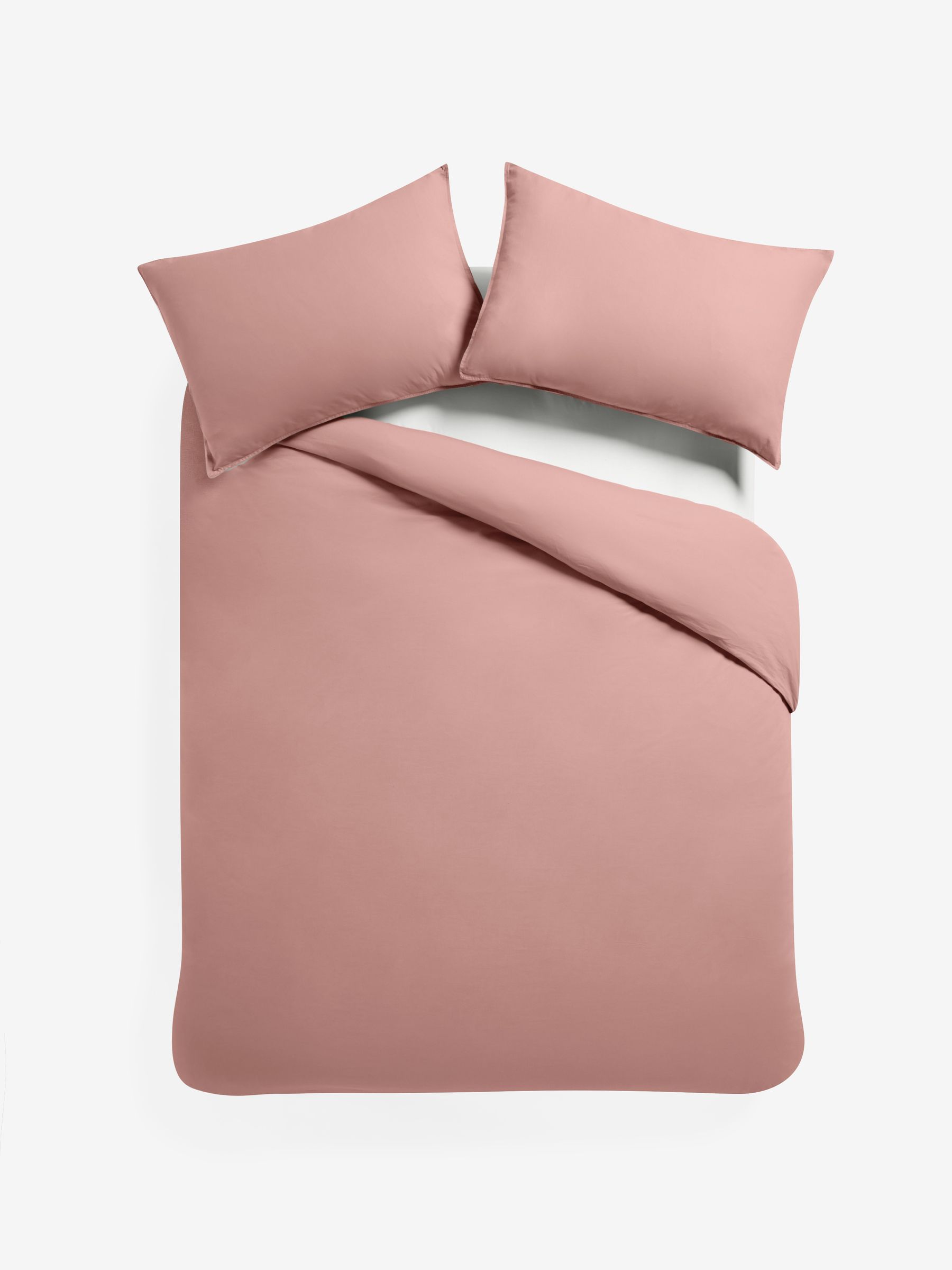 Cosy Washed Cotton Duvet Cover and Pillowcase Set in Dusty Rose - Image 3 of 3