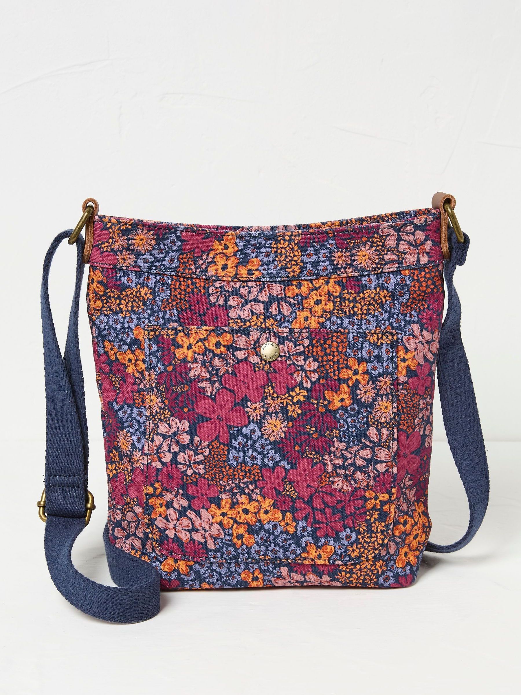 Purple Floral Mini Cross-Body Canvas Bag - Image 1 of 2