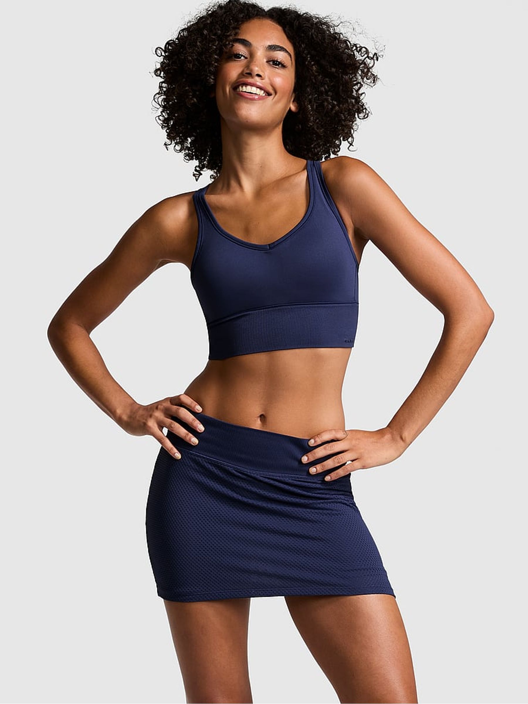 Midnight Navy Blue Seamless Sports Bra Top - Image 3 of 4