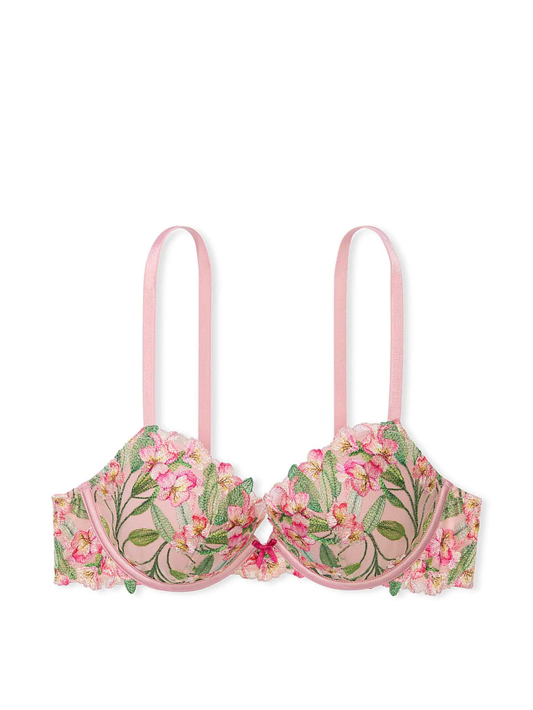 Pink Push Up Lily Embroidery Bra - Image 3 of 3