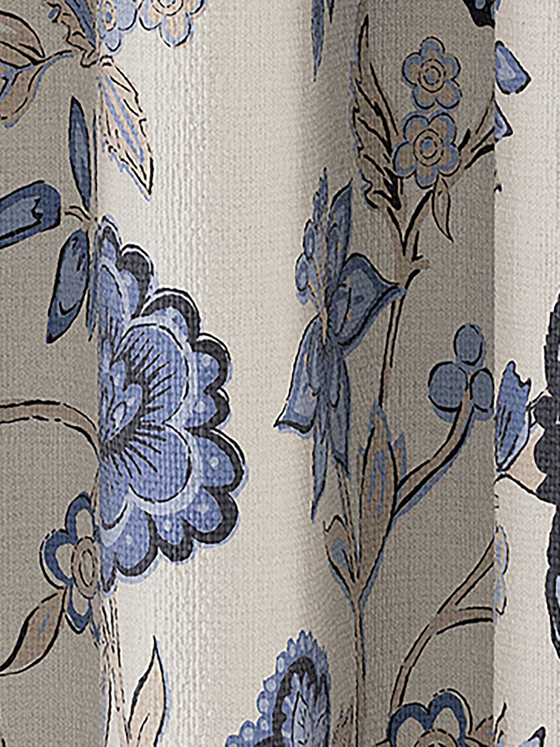 Indienne Floral Set of 2 Blue Blackout Eyelet Curtains - Image 3 of 3
