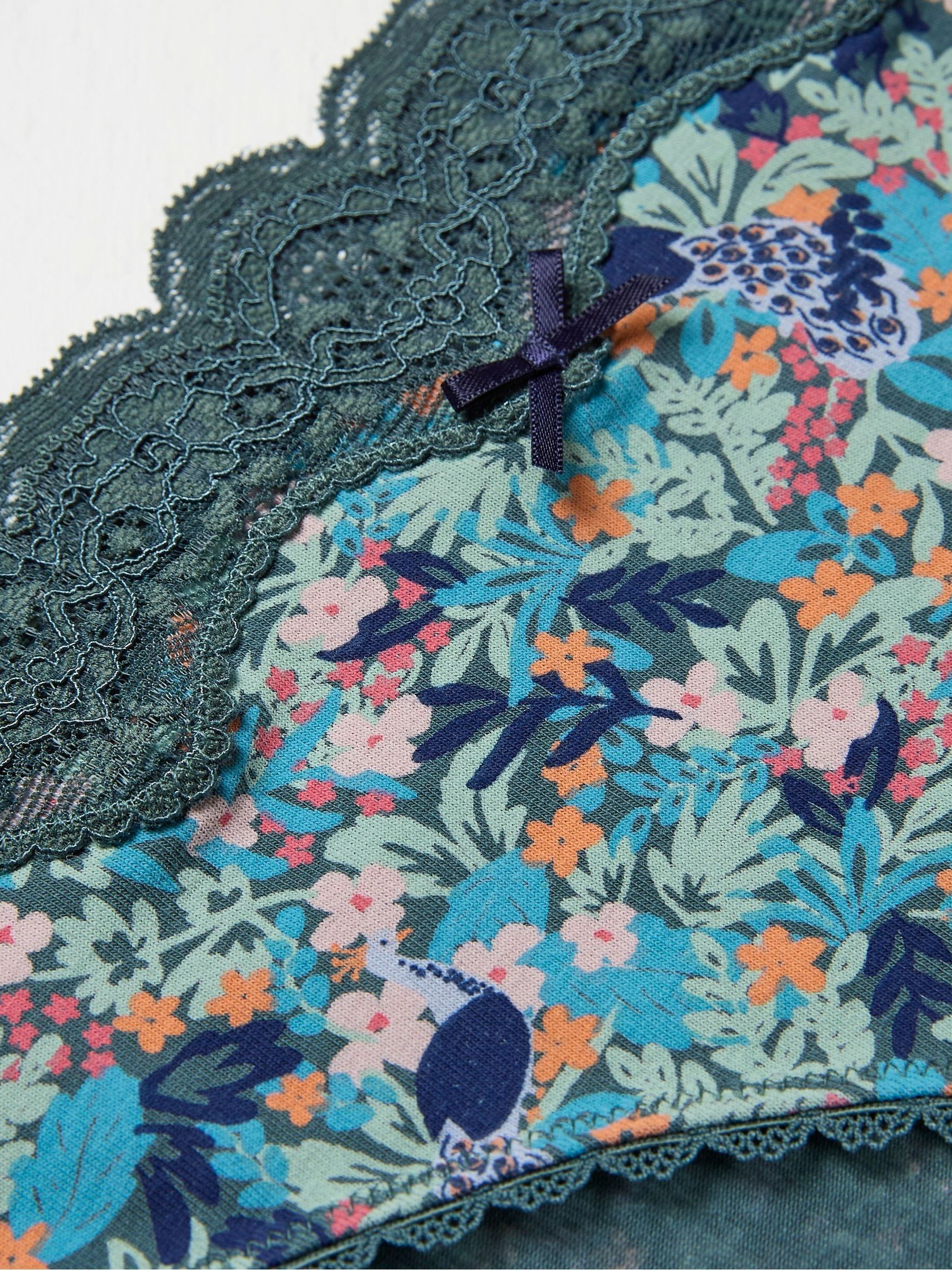 Teal Blue Peacock Floral Mini Knickers - Image 2 of 2