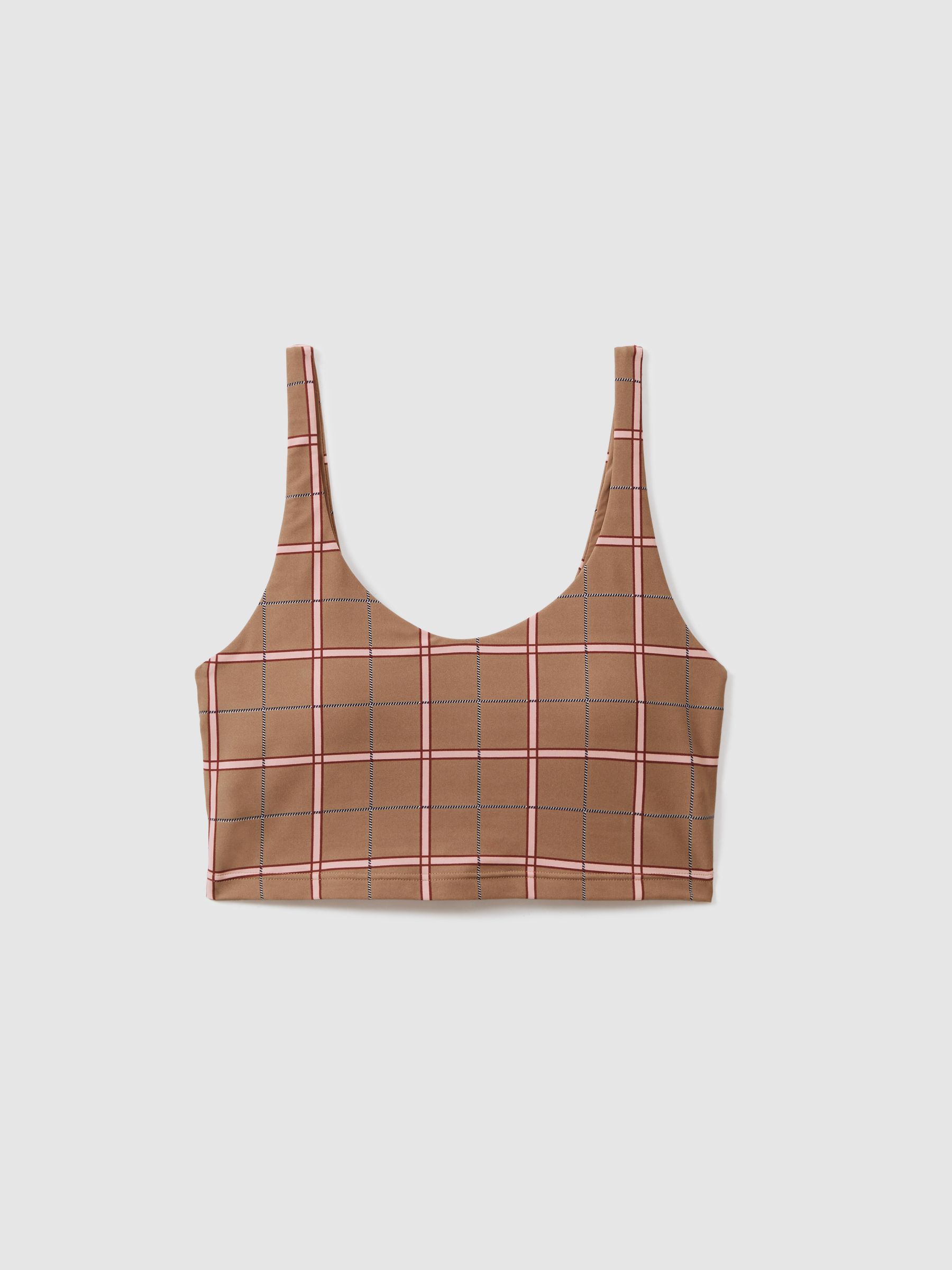 The Upside Check Sports Bra in Brown Check - Image 2 of 5