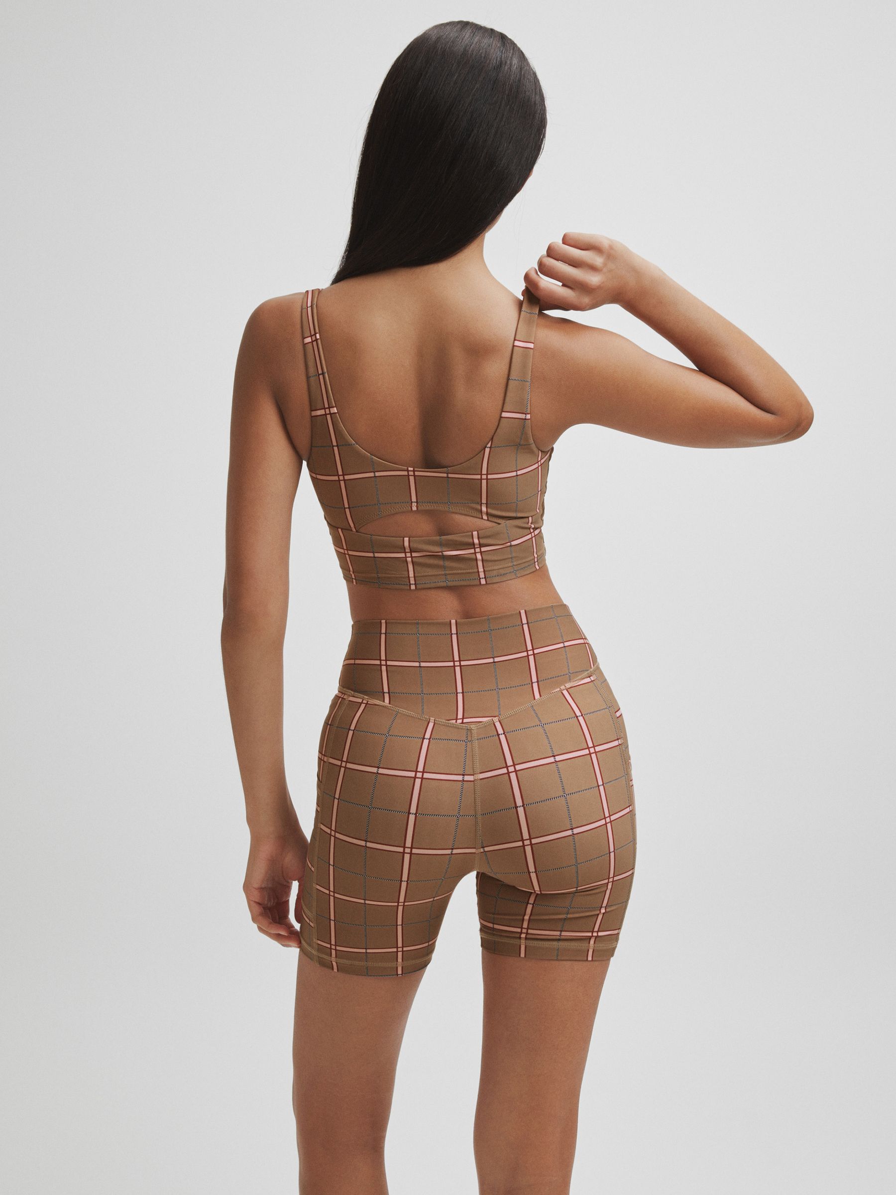 The Upside Check Sports Bra in Brown Check - Image 4 of 5
