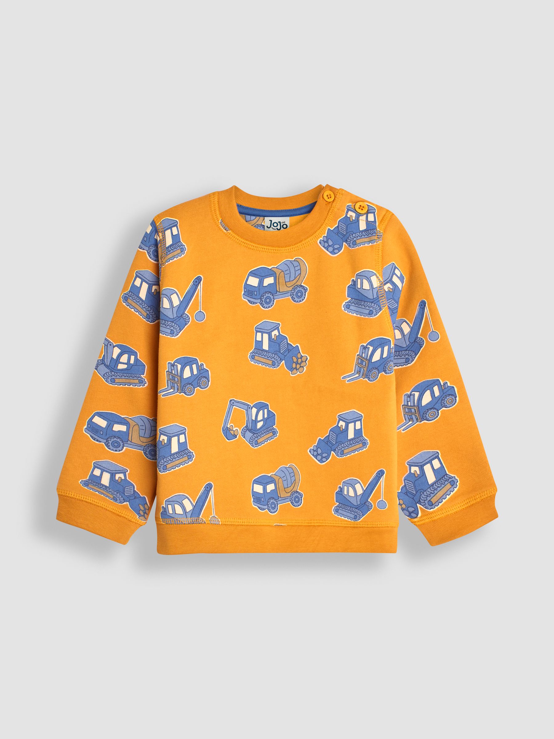 Mustard Yellow & Blue Construction Vehicle Construction Vehicle Print Sweatshirt - Image 1 of 3