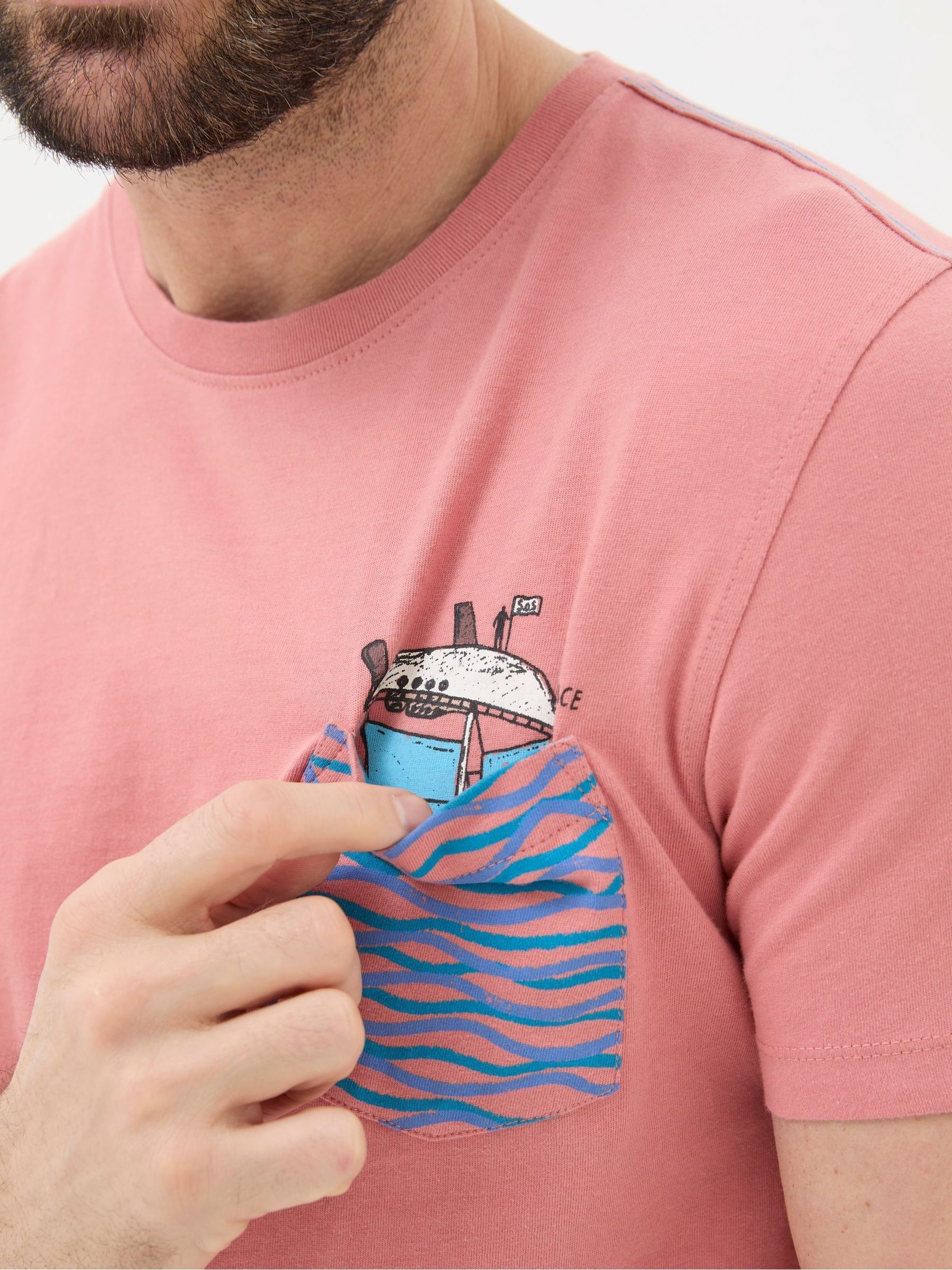 Boat Orange Chest Pocket T-Shirt - Image 3 of 4