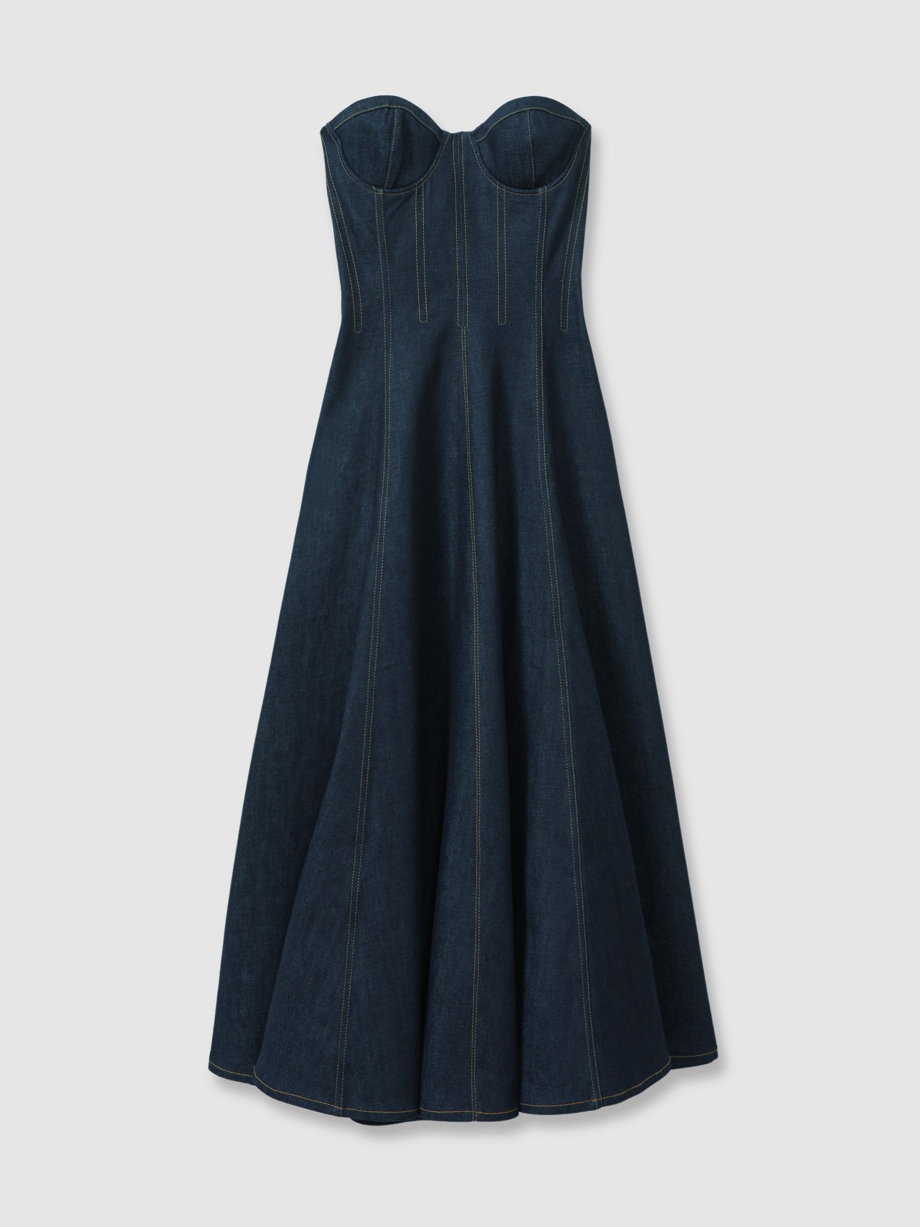 Atelier Strapless Denim Midi Dress in Blue - Image 2 of 5