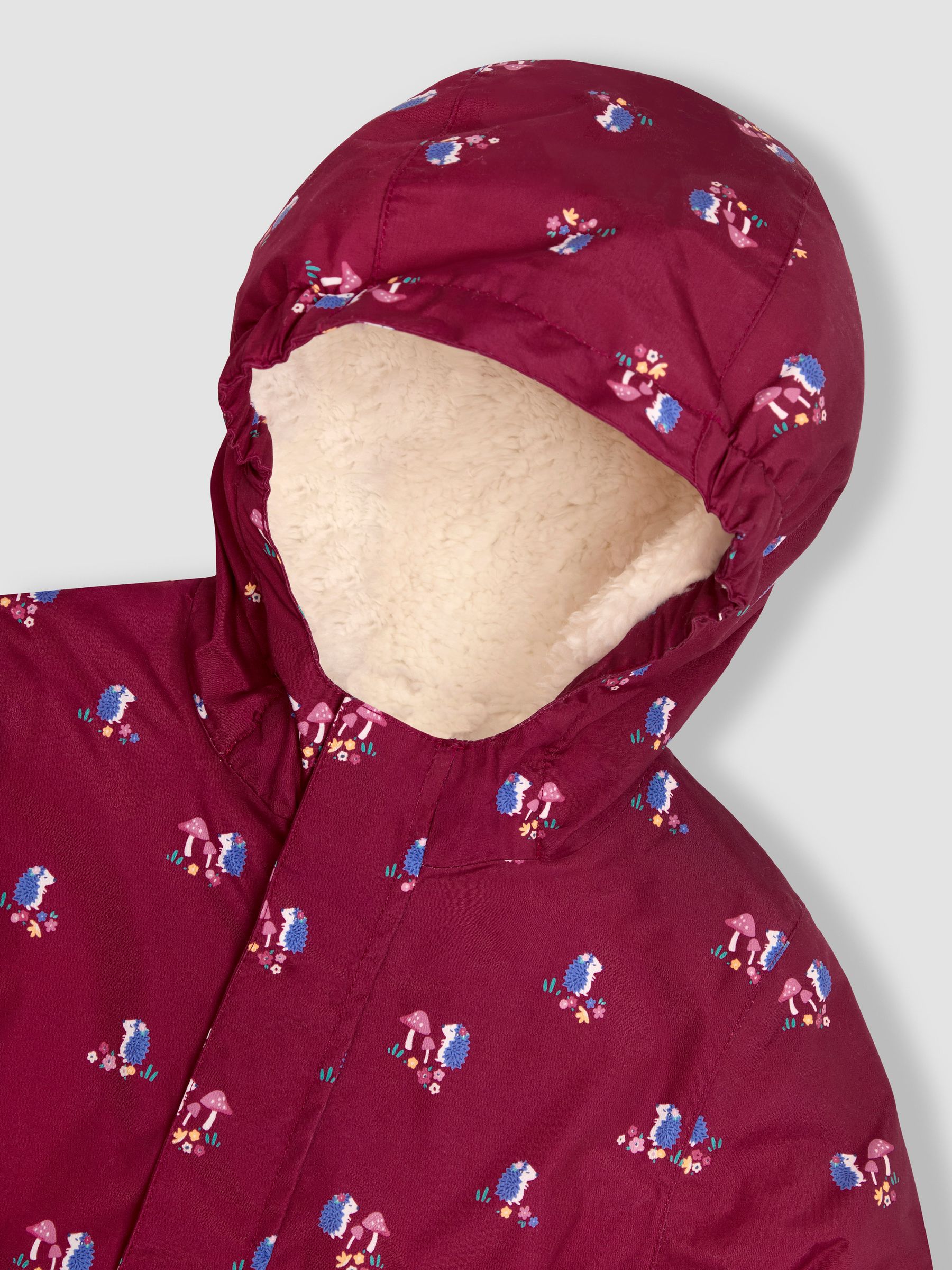 Berry Hedgehog Hooded Cosy Lined Printed Parka - Image 3 of 3