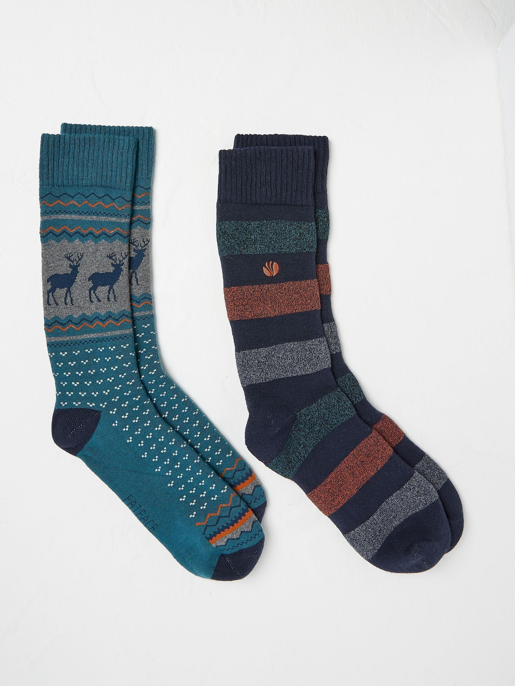 Blue Teal Stag Thermal Socks 2 Pack - Image 1 of 2