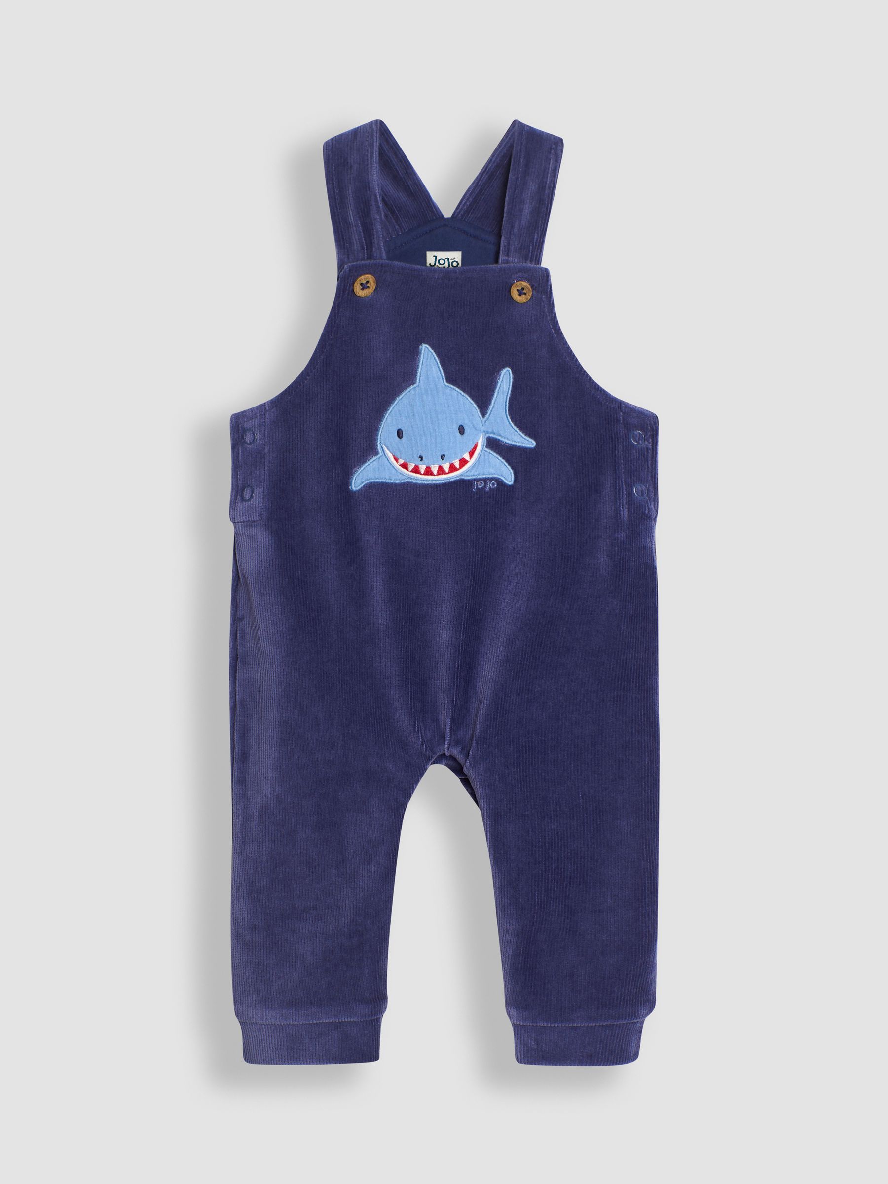 Blue Shark 2-Piece Velour Appliqué Dungarees & Top Set - Image 2 of 6