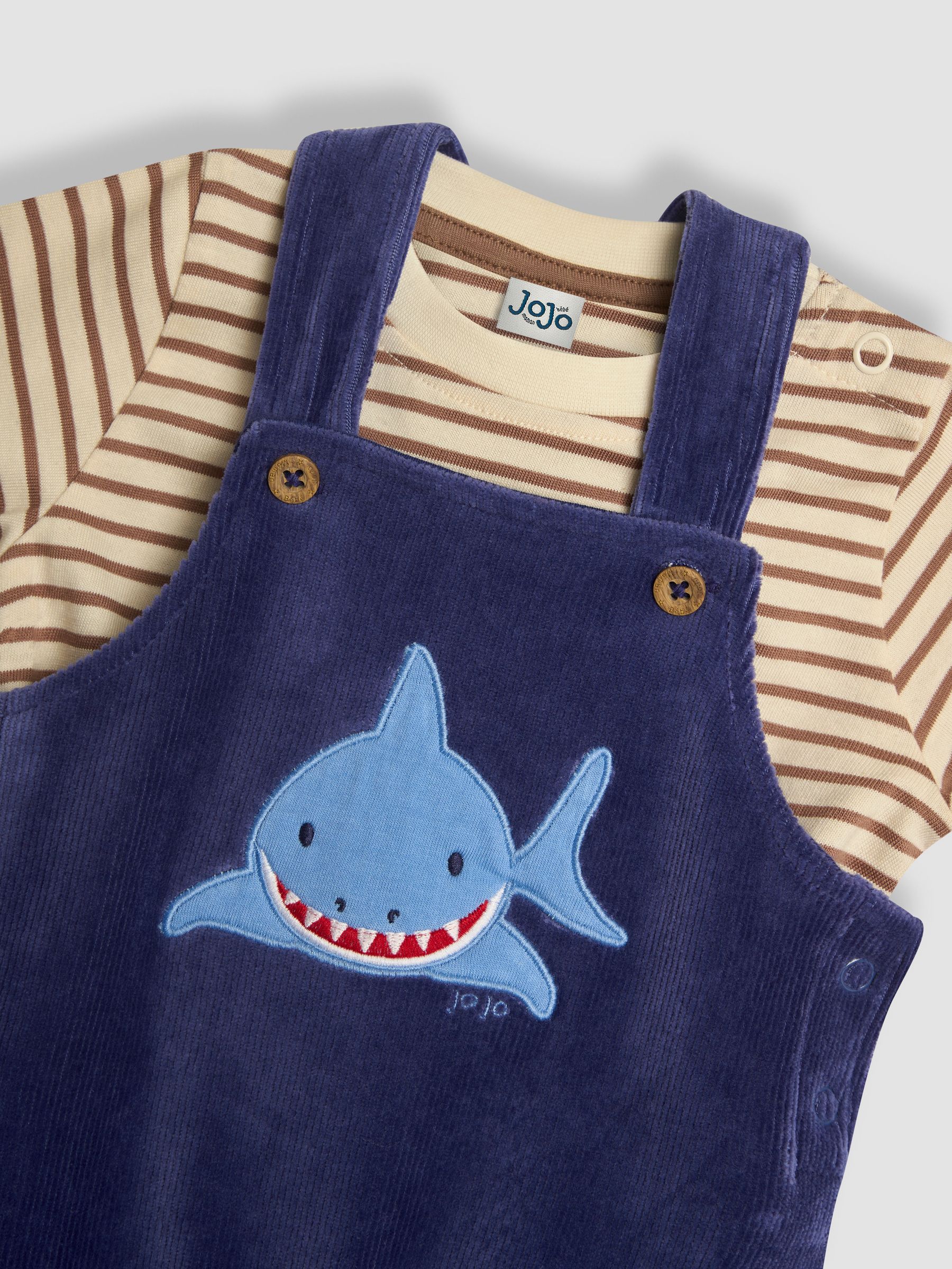 Blue Shark 2-Piece Velour Appliqué Dungarees & Top Set - Image 6 of 6