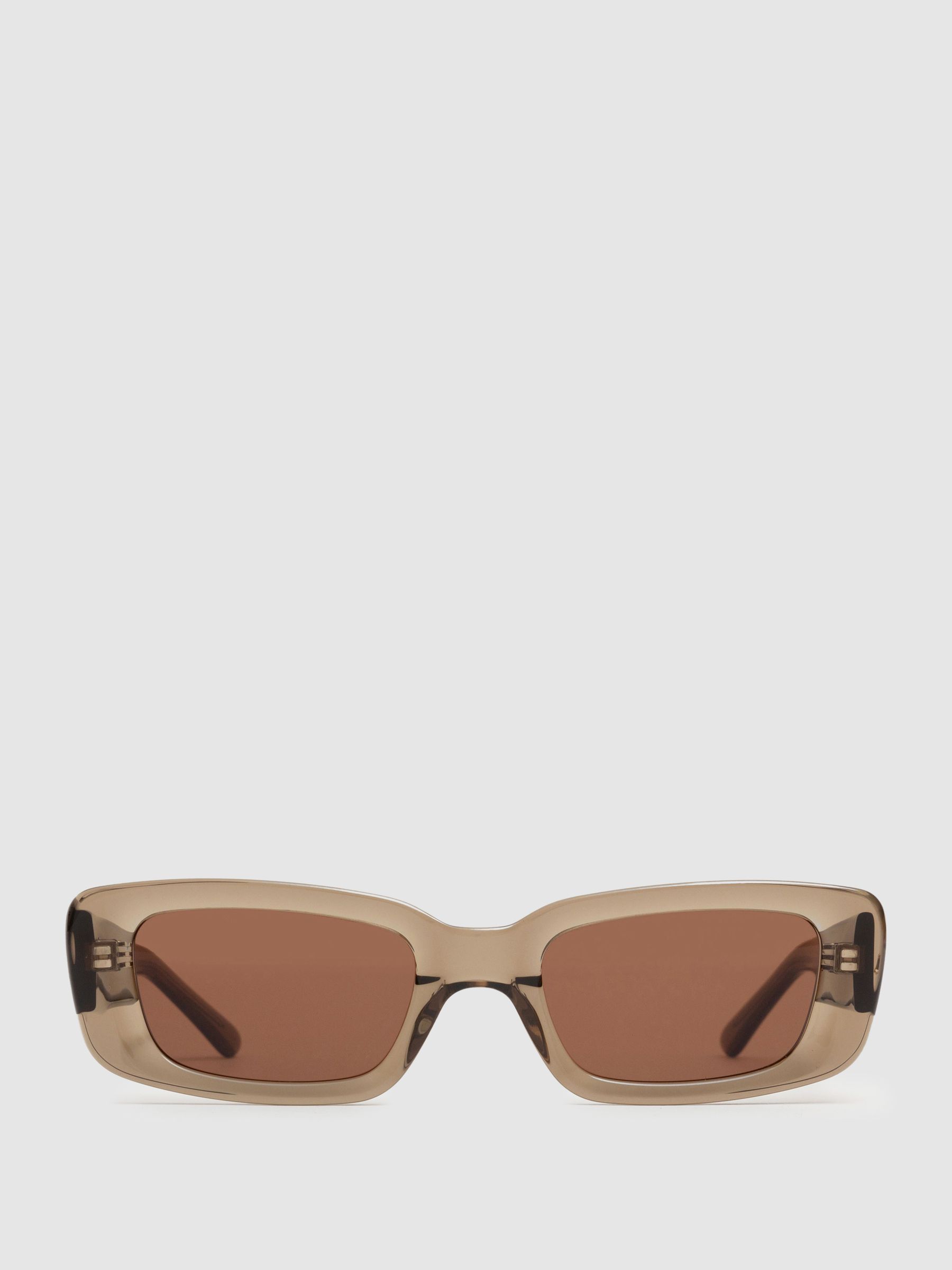 DMY Studios Transparent Rectangular Sunglasses in Olive Green - Image 1 of 5 DMY Studios Transparent Rectangular Sunglasses in Olive Green - Image 1 of 5