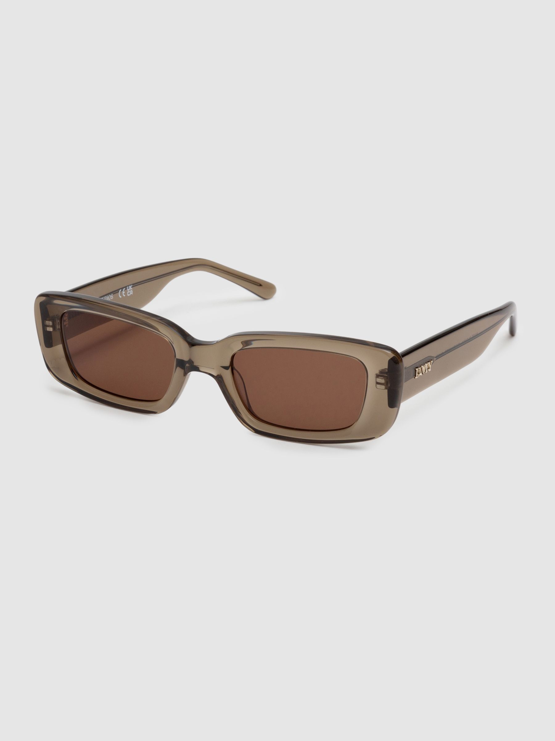 DMY Studios Transparent Rectangular Sunglasses in Olive Green - Image 3 of 5