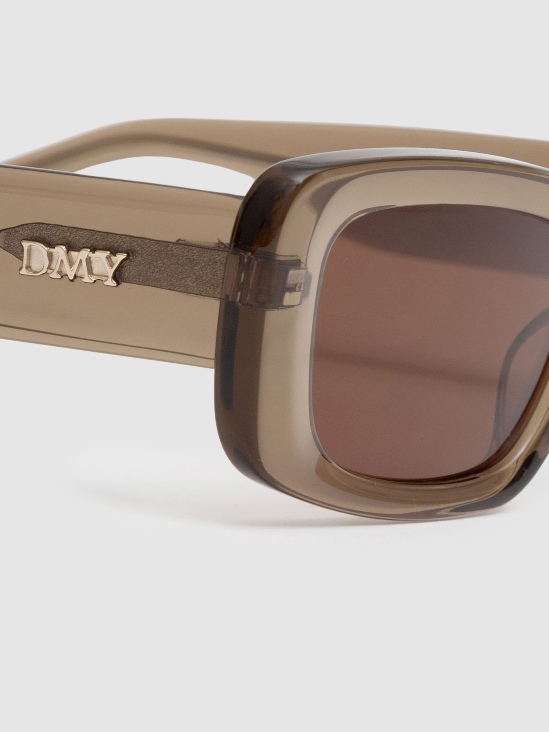 DMY Studios Transparent Rectangular Sunglasses in Olive Green - Image 4 of 5
