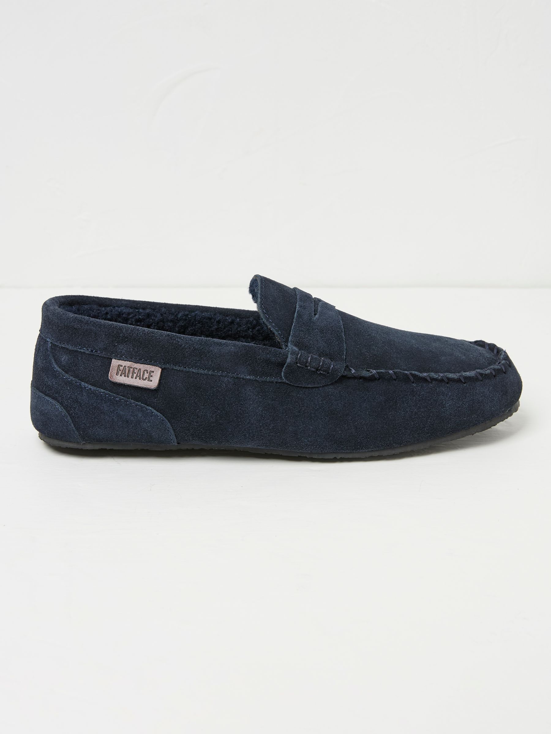 Navy Suede Moccasin Slippers - Image 1 of 2