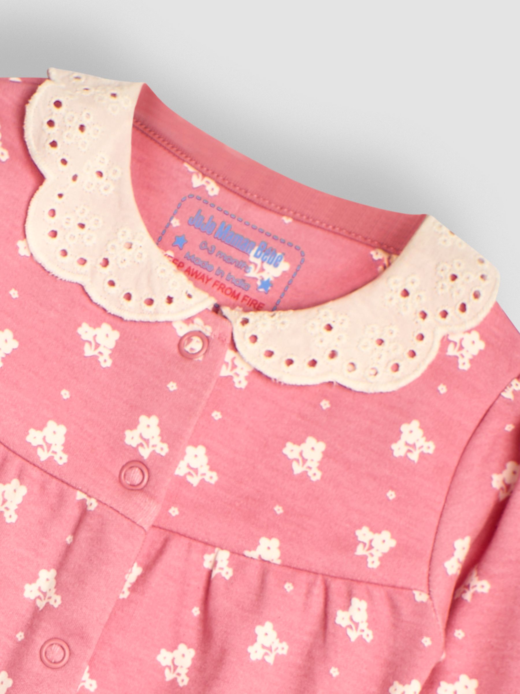 Rose Pink Pretty Printed Collar Sleepsuit - Image 6 of 6