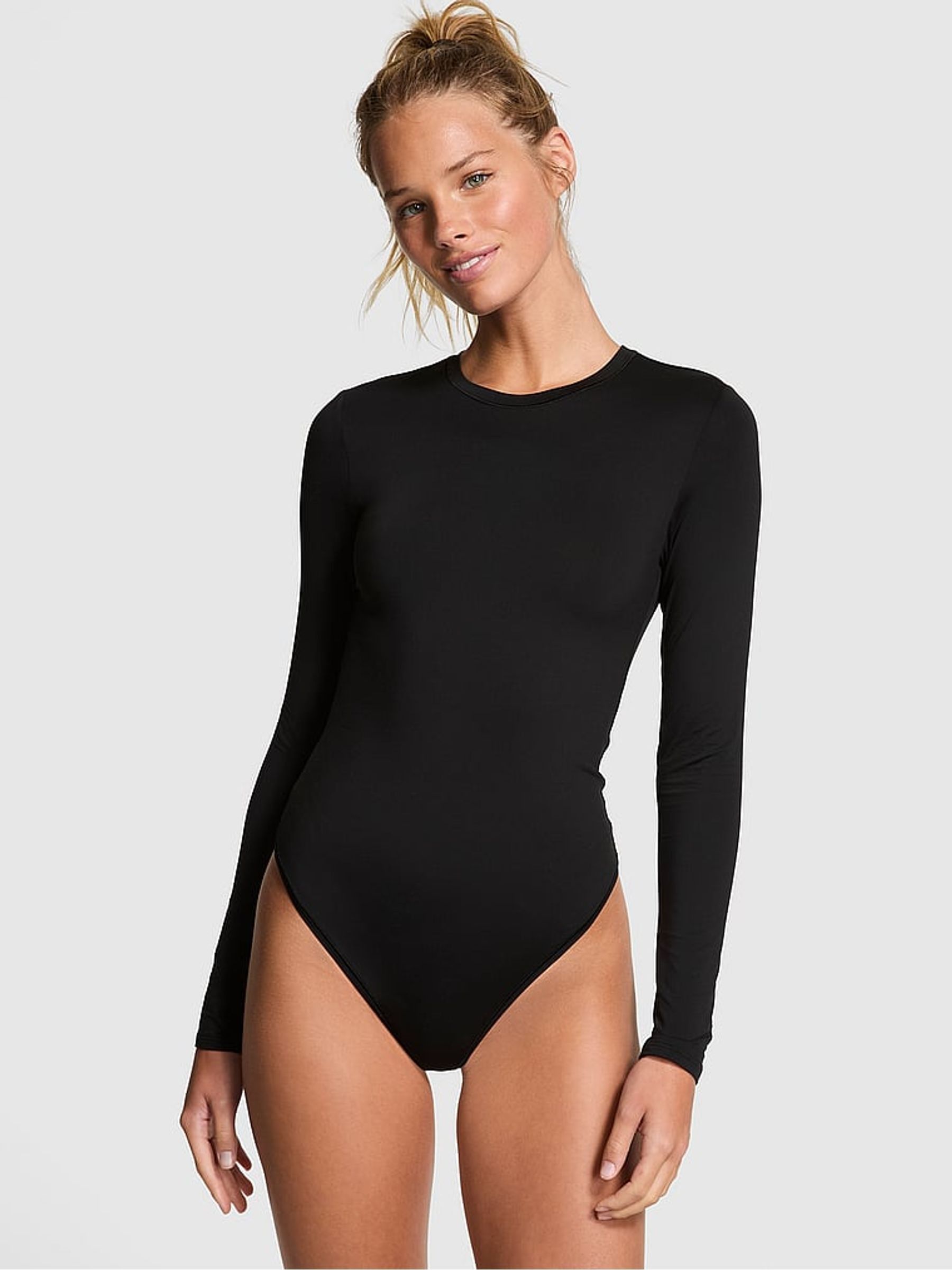 Black Long Sleeve Soft Stretch Bodysuit - Image 1 of 3