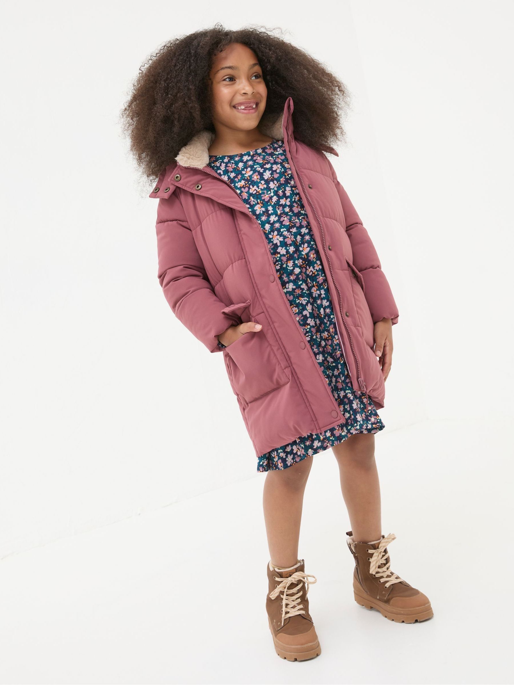 Letty Rose Pink Longline Padded Jacket - Image 1 of 6