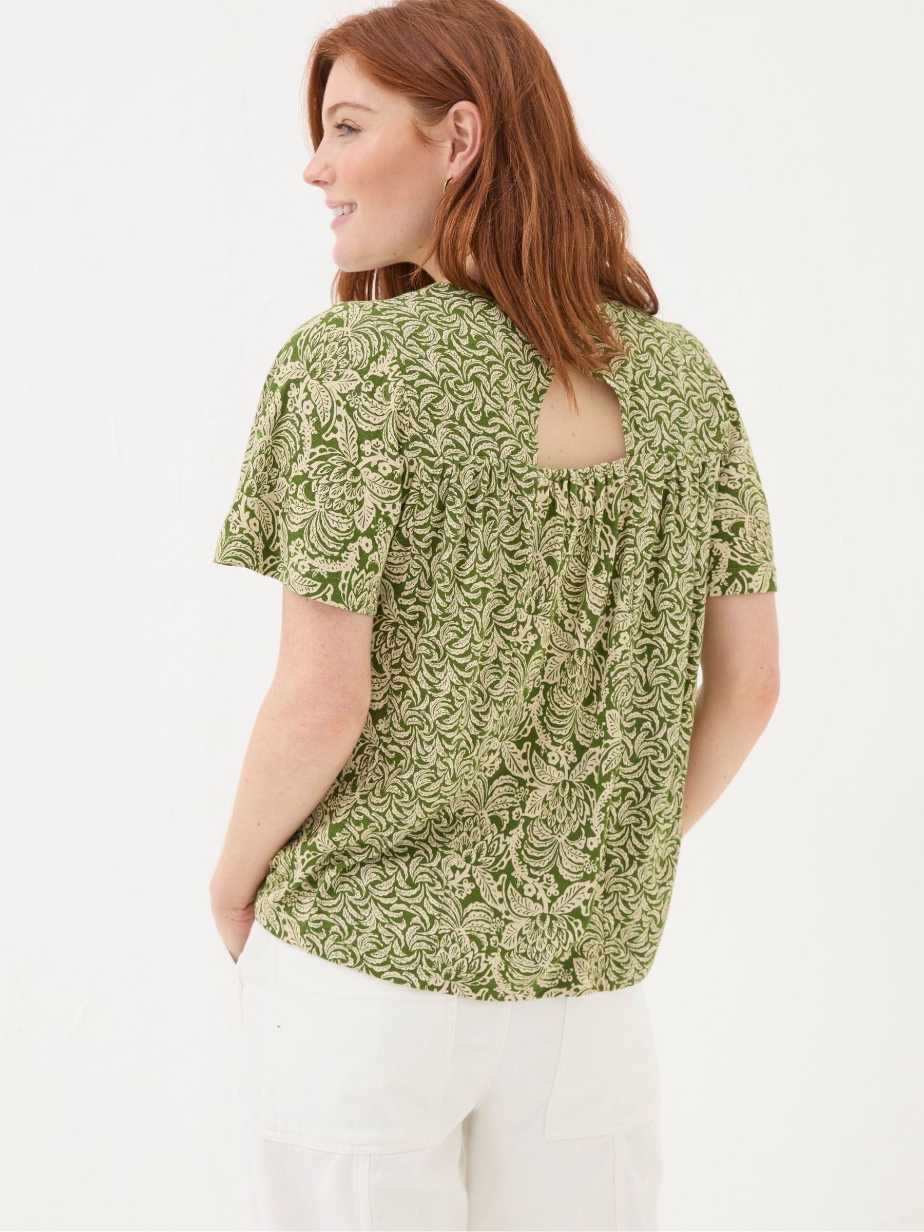 Jade Green Damask Floral Top - Image 2 of 6