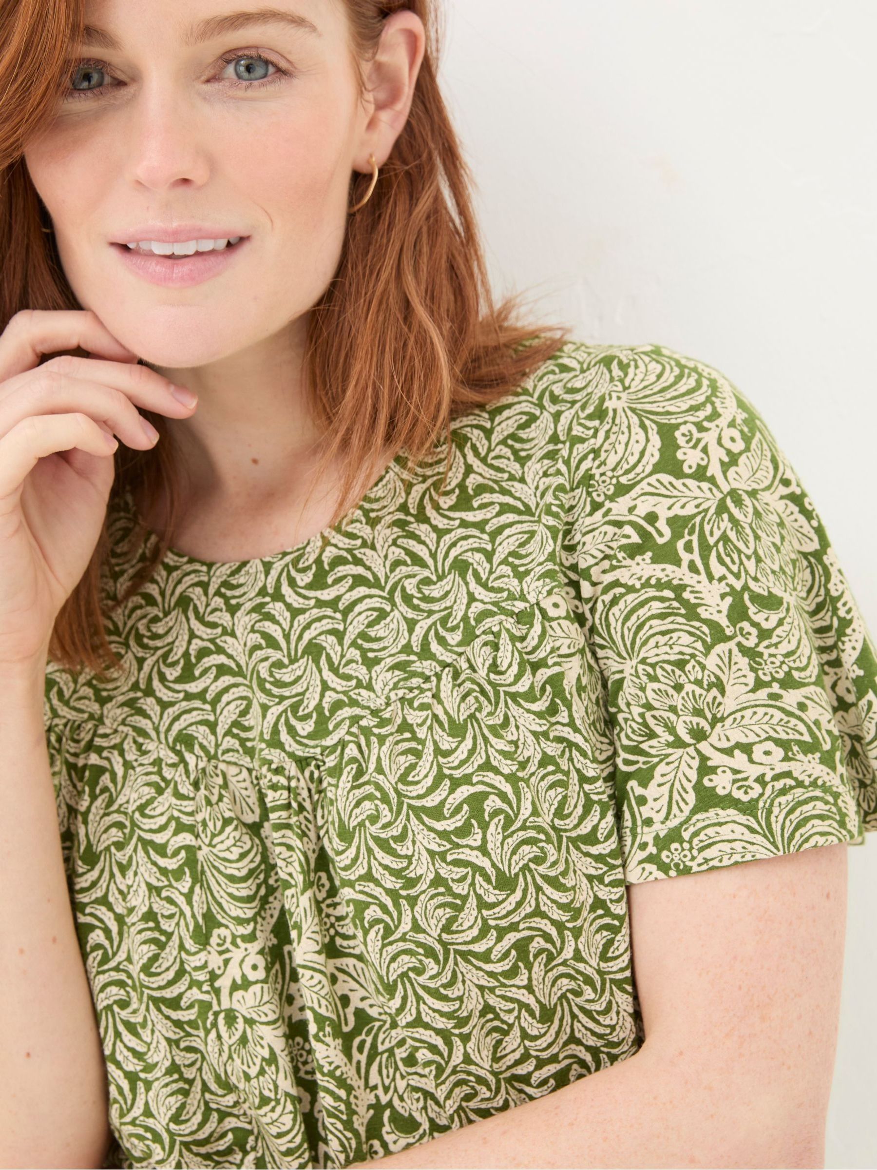 Jade Green Damask Floral Top - Image 3 of 6