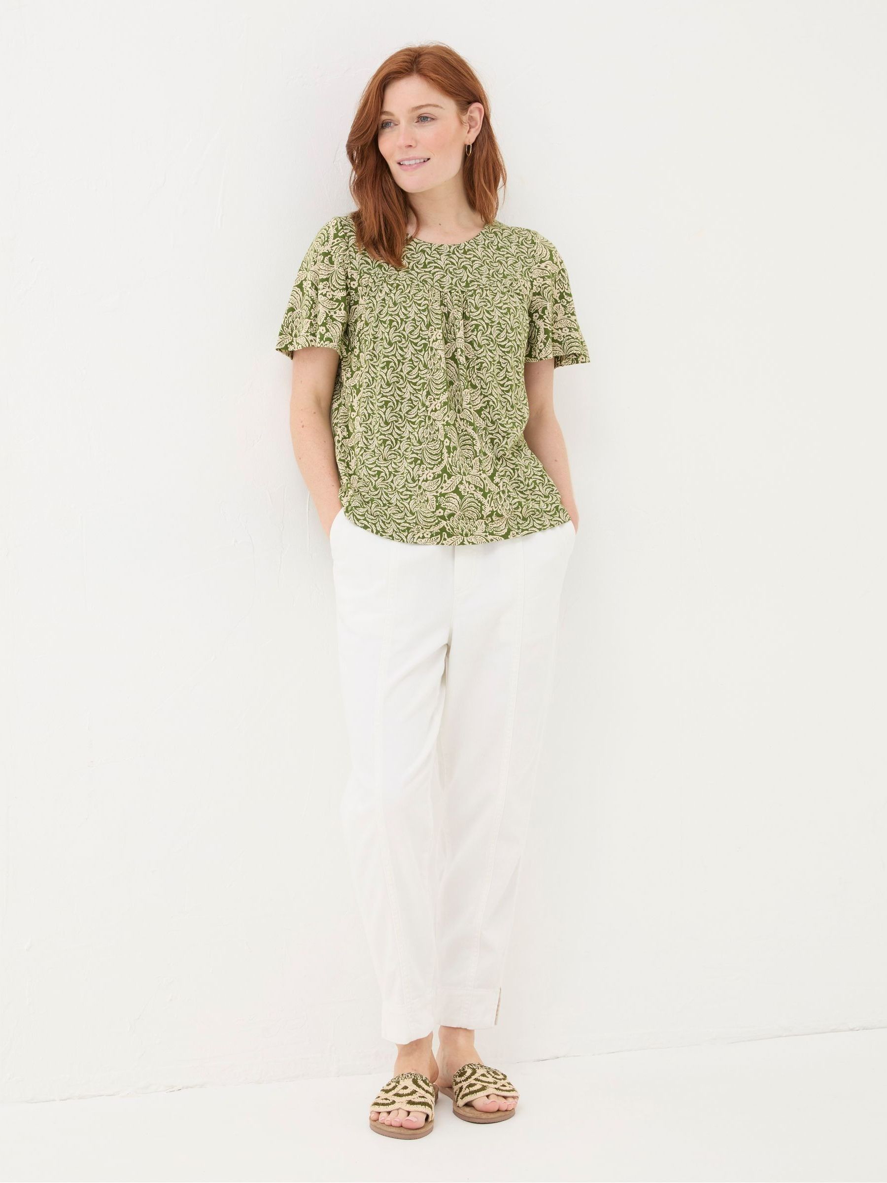 Jade Green Damask Floral Top - Image 5 of 6