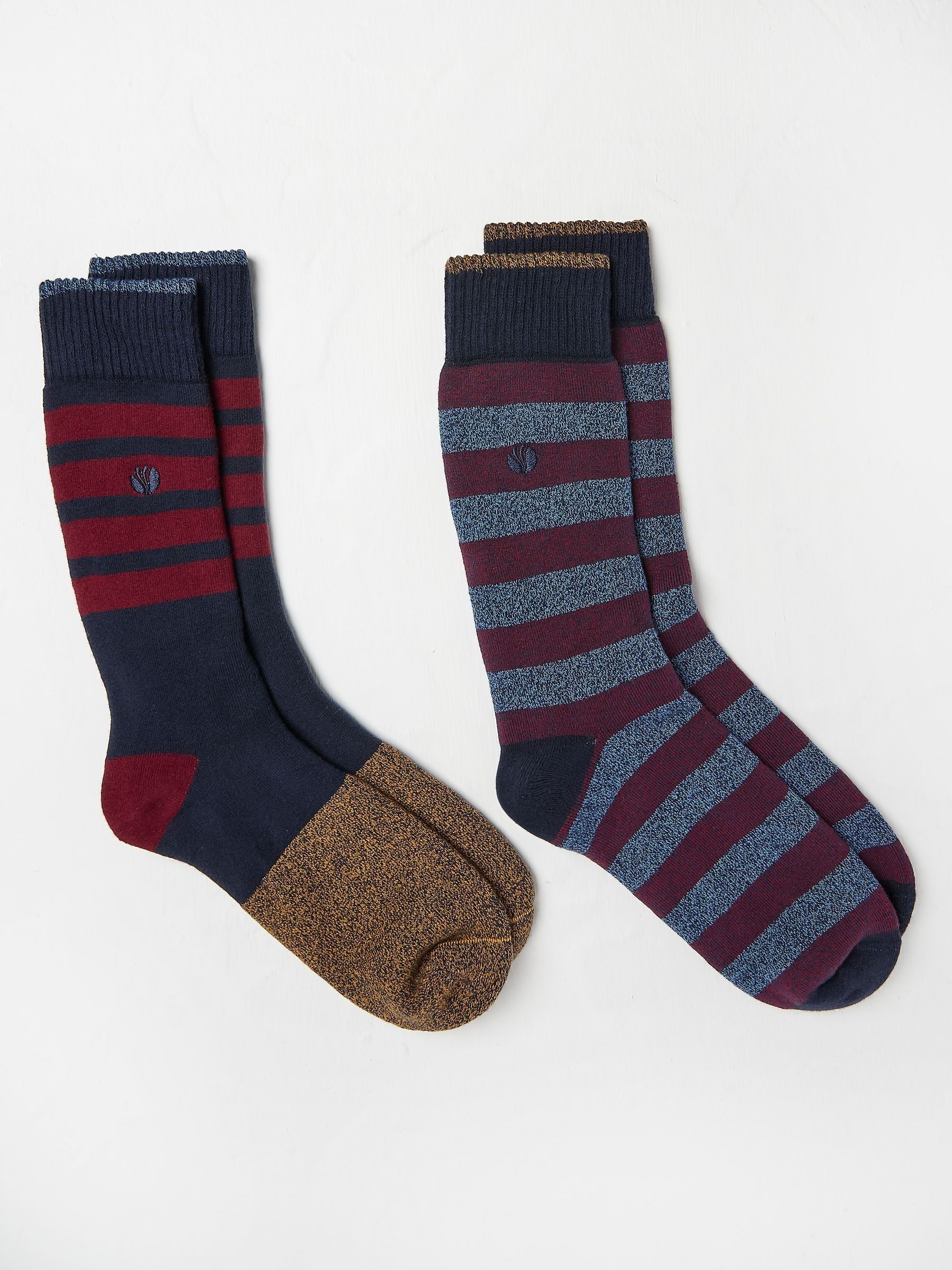 Blue Navy Thermal Stripe Socks 2 Pack - Image 1 of 2 Blue Navy Thermal Stripe Socks 2 Pack - Image 1 of 2
