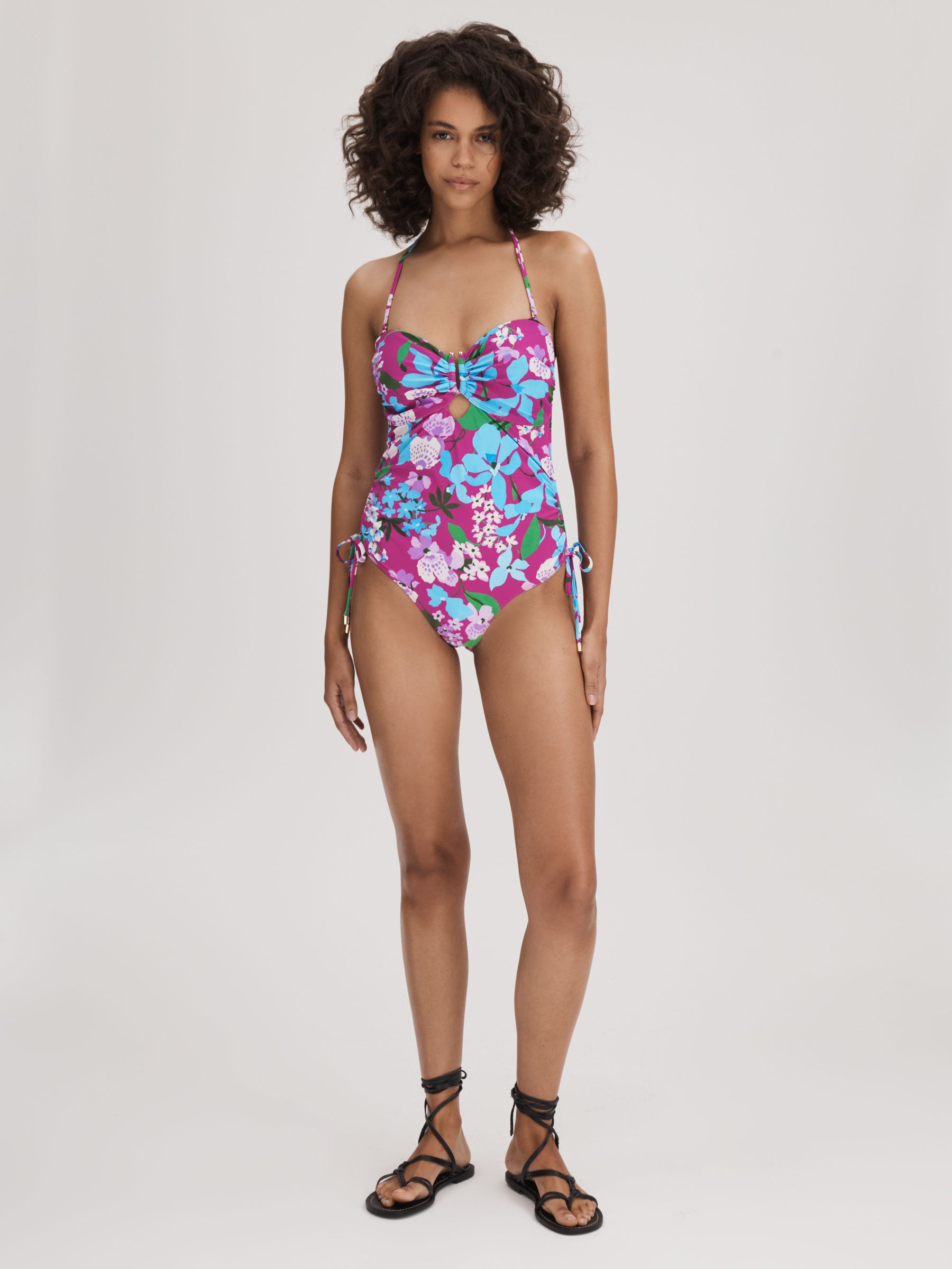 Florere Printed Ruched Swimsuit in Multi - Image 1 of 4