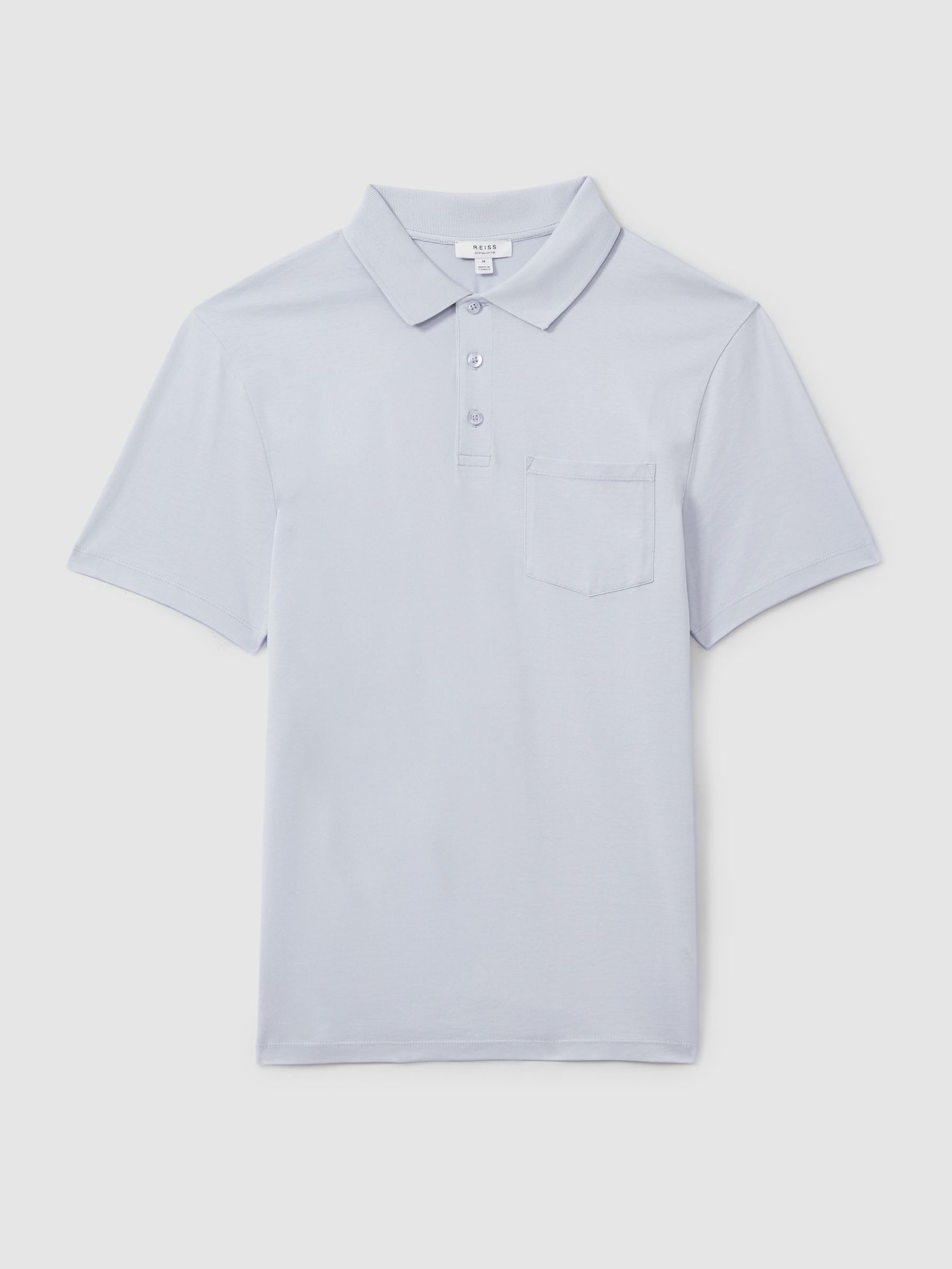 Austin Soft Blue Mercerised 100% Cotton Polo Shirt - Image 2 of 5
