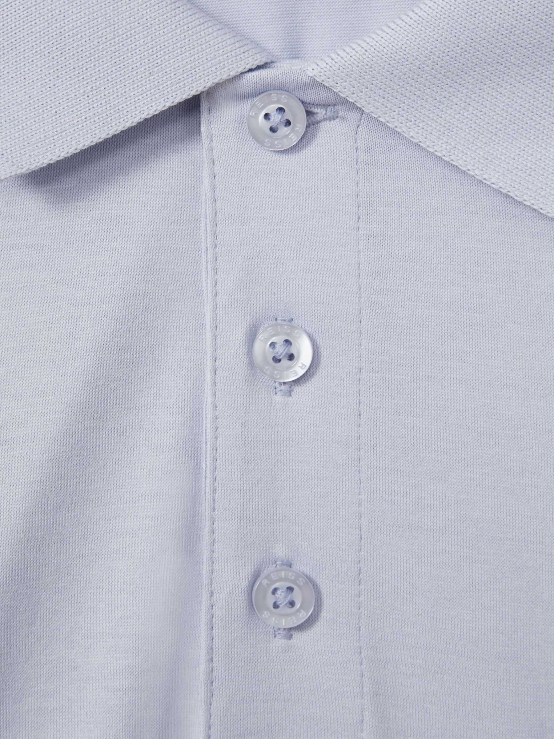 Austin Soft Blue Mercerised 100% Cotton Polo Shirt - Image 5 of 5